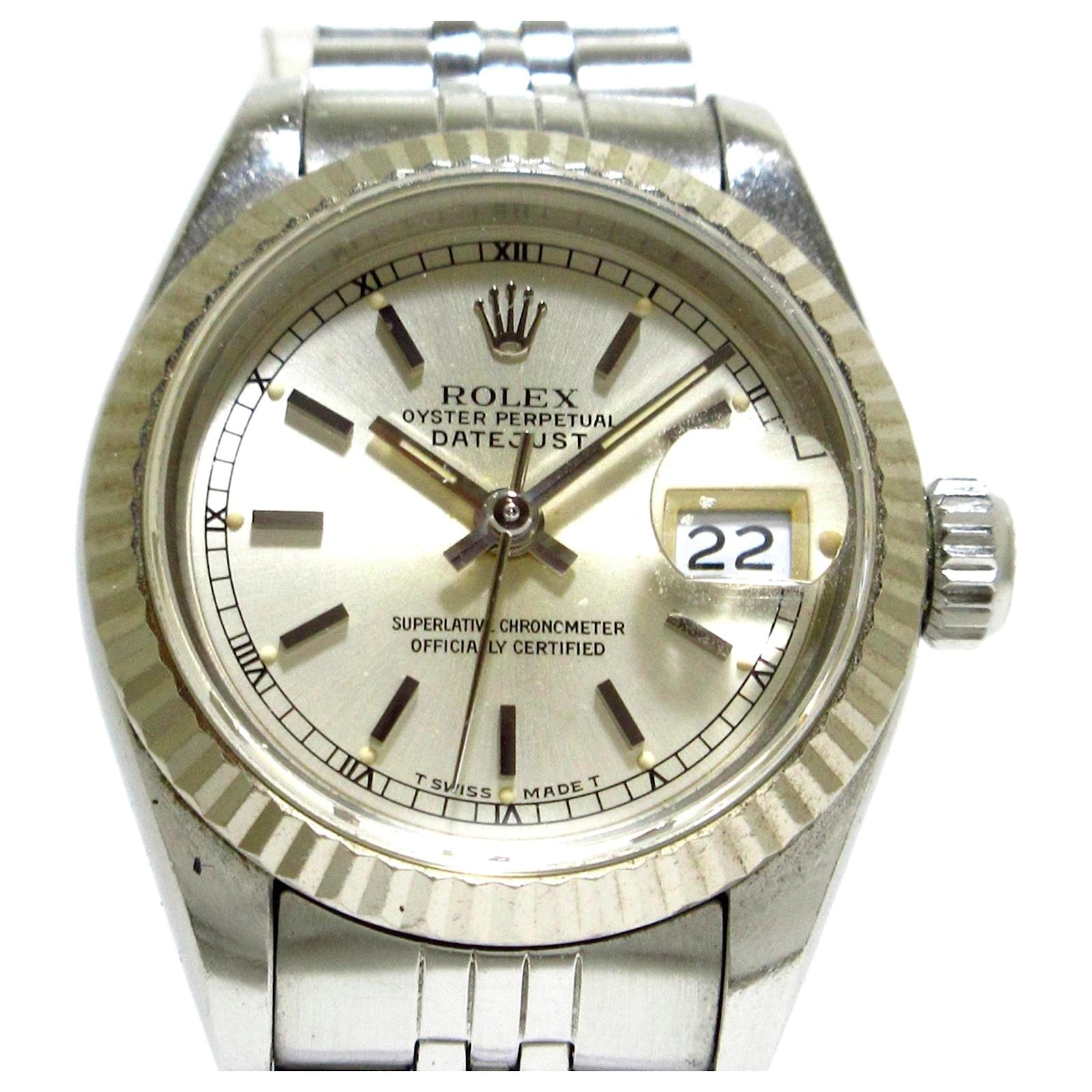 Rolex Silver Oyster Perpetual Datejust Argento Acciaio Metallo ref.414946 -  Joli Closet