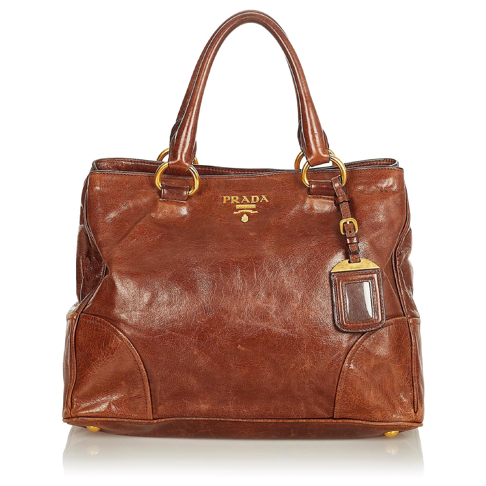 Prada Brown Vitello Shine Satchel Leather Pony-style calfskin ref.895445 -  Joli Closet