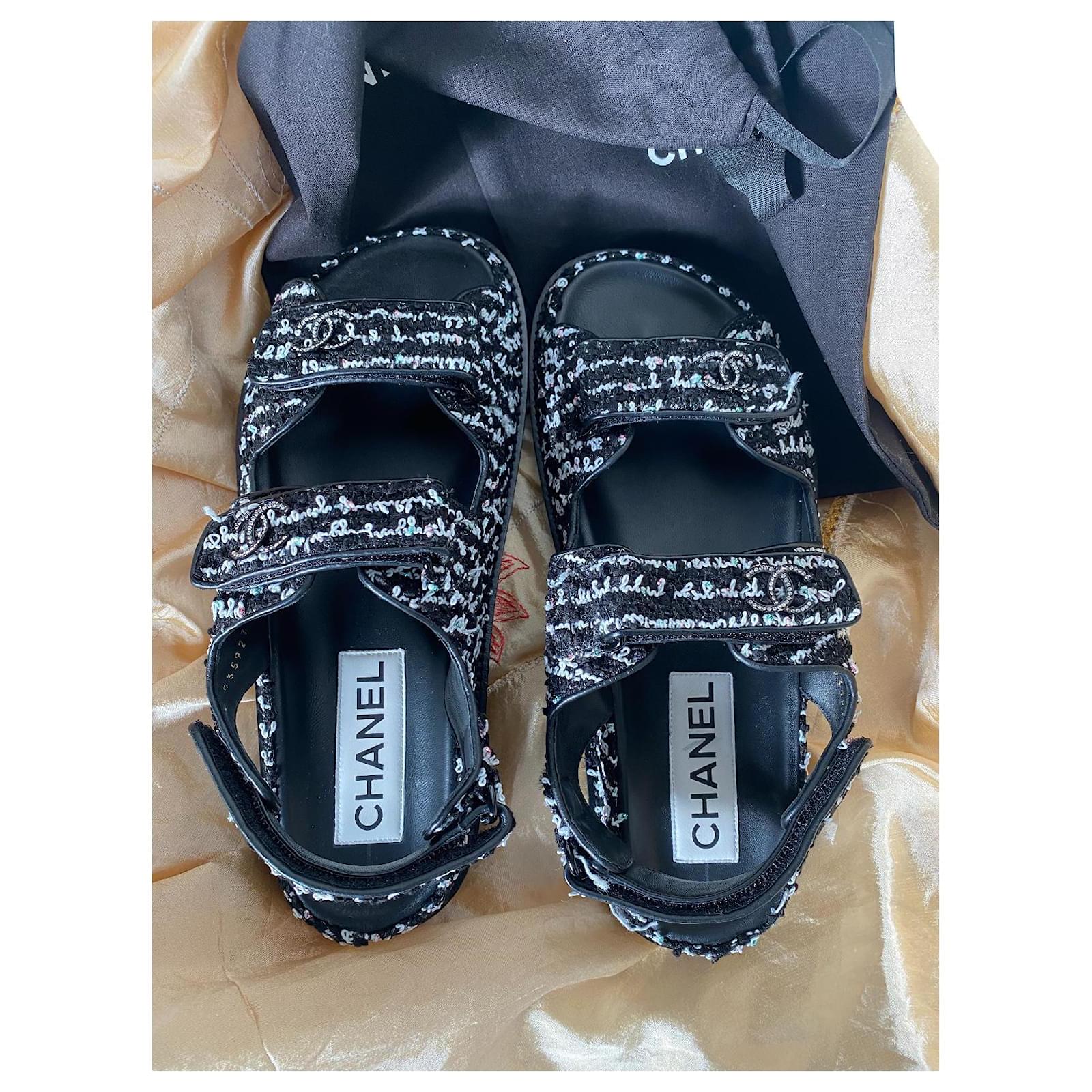 Chanel Tweed Dad Sandals 