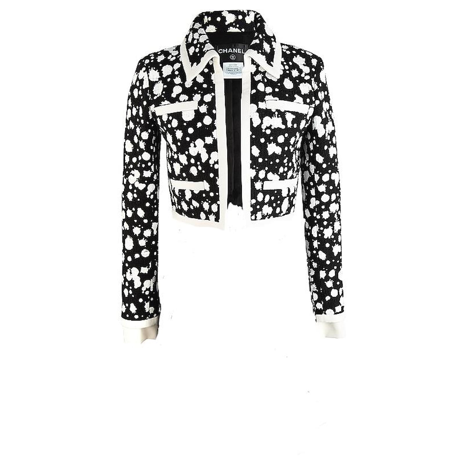 chanel jacket black and white