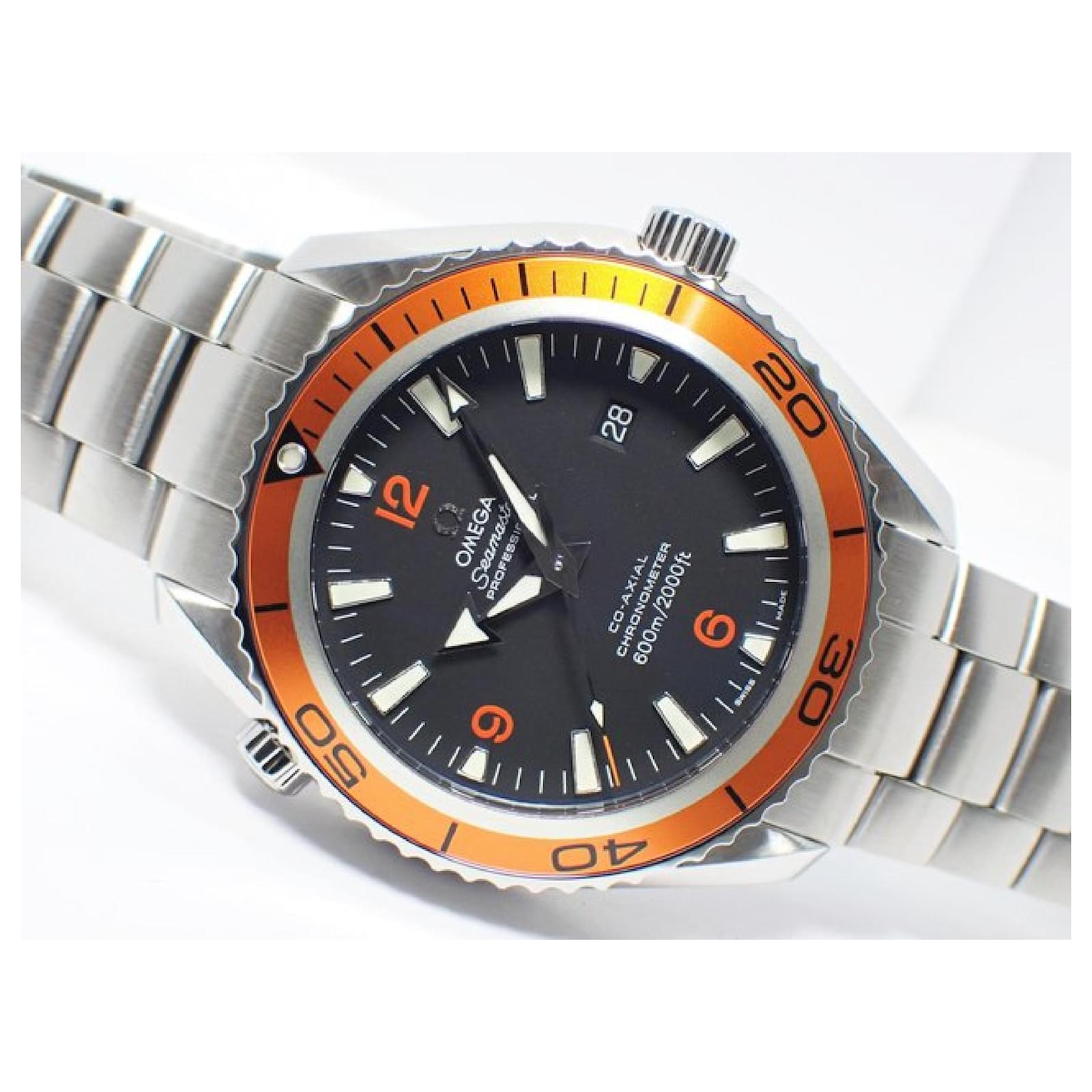 OMEGA Planet Ocean castone arancione taglia grande Uomo Nero Acciaio  ref.415086 - Joli Closet