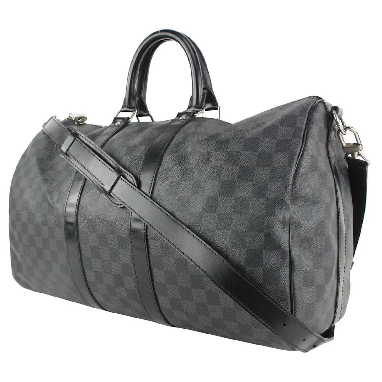 Louis Vuitton Bandouliere Keepall in grafite Damier nero 45 Borsone con  cinturino Pelle ref.415199 - Joli Closet