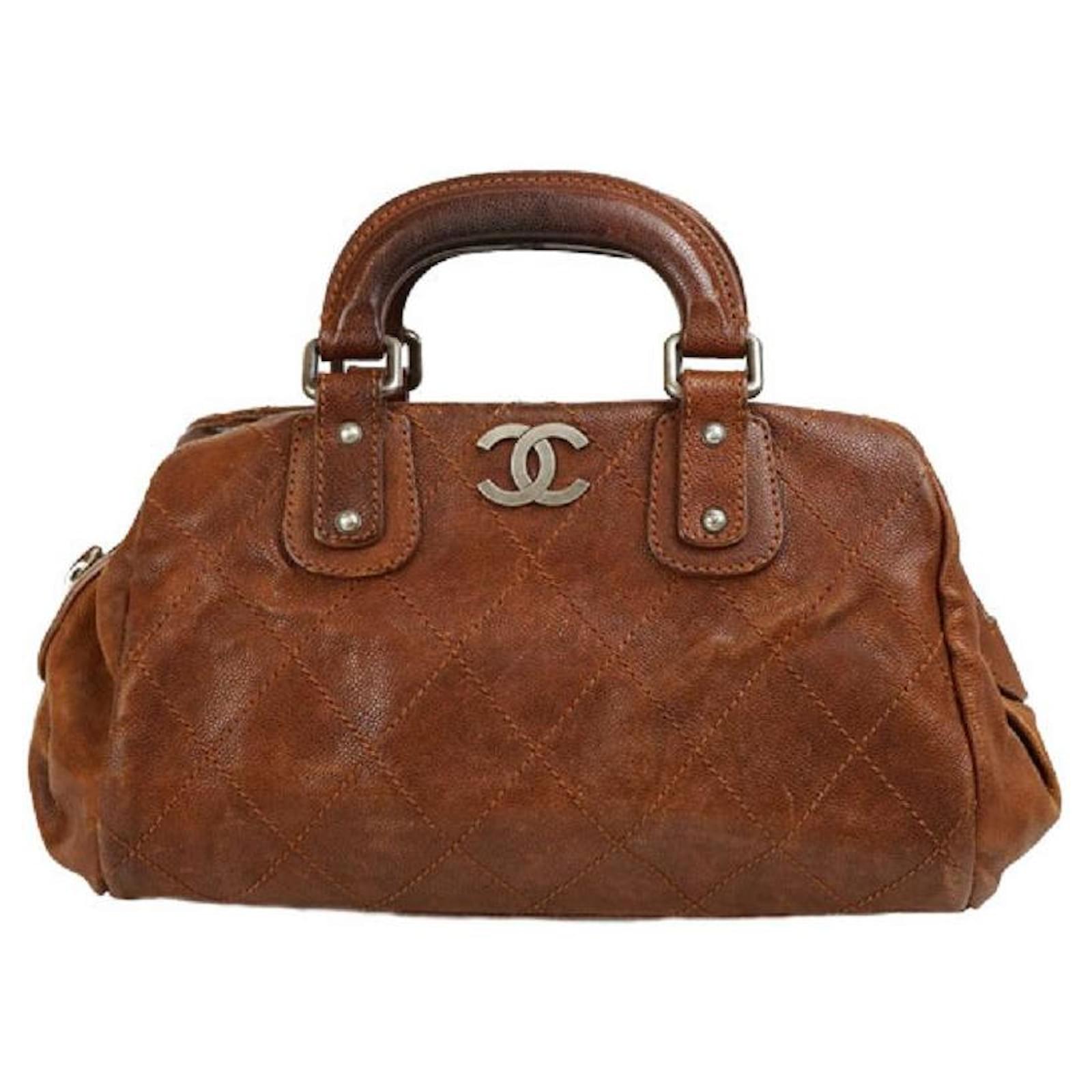 Used] CHANEL Chanel Handbag Mini Boston Bag Wild Stitch Brown Caviar Skin  Coco Mark Leather ref.415210 - Joli Closet