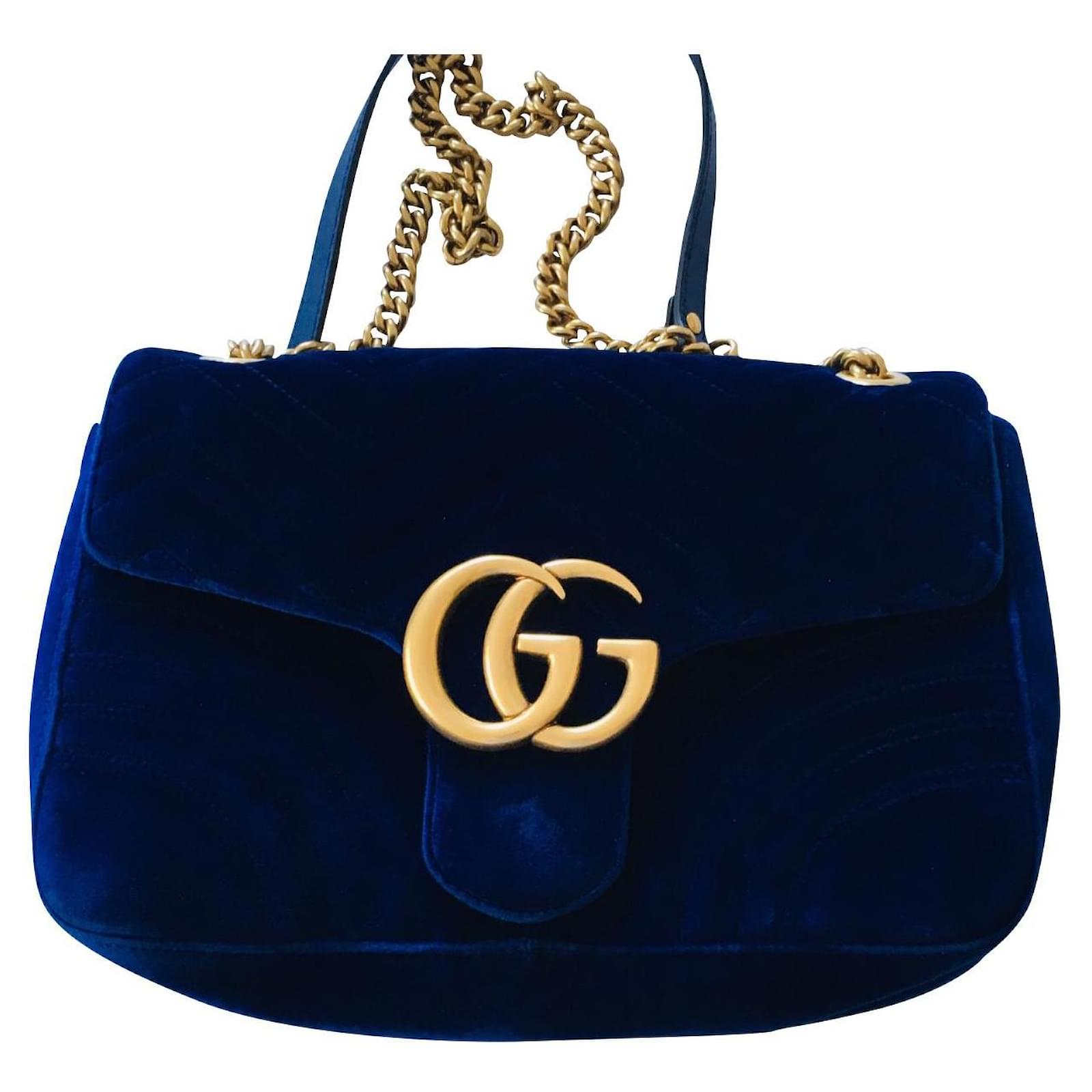 Blue velvet marmont bag hot sale