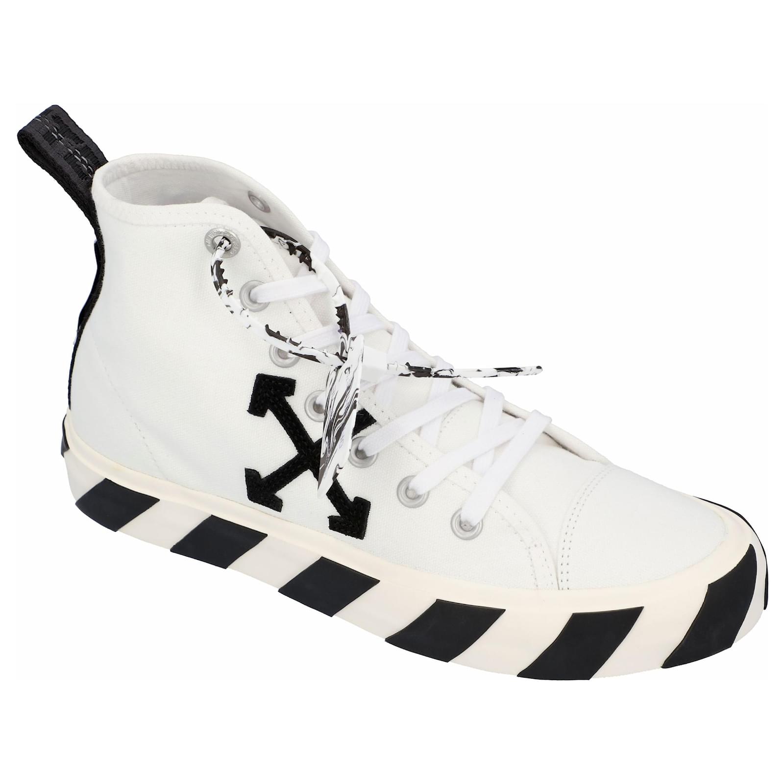 Off White Sneaker alte vulcanizzate Off-White Bianco Cotone ref.415526 -  Joli Closet