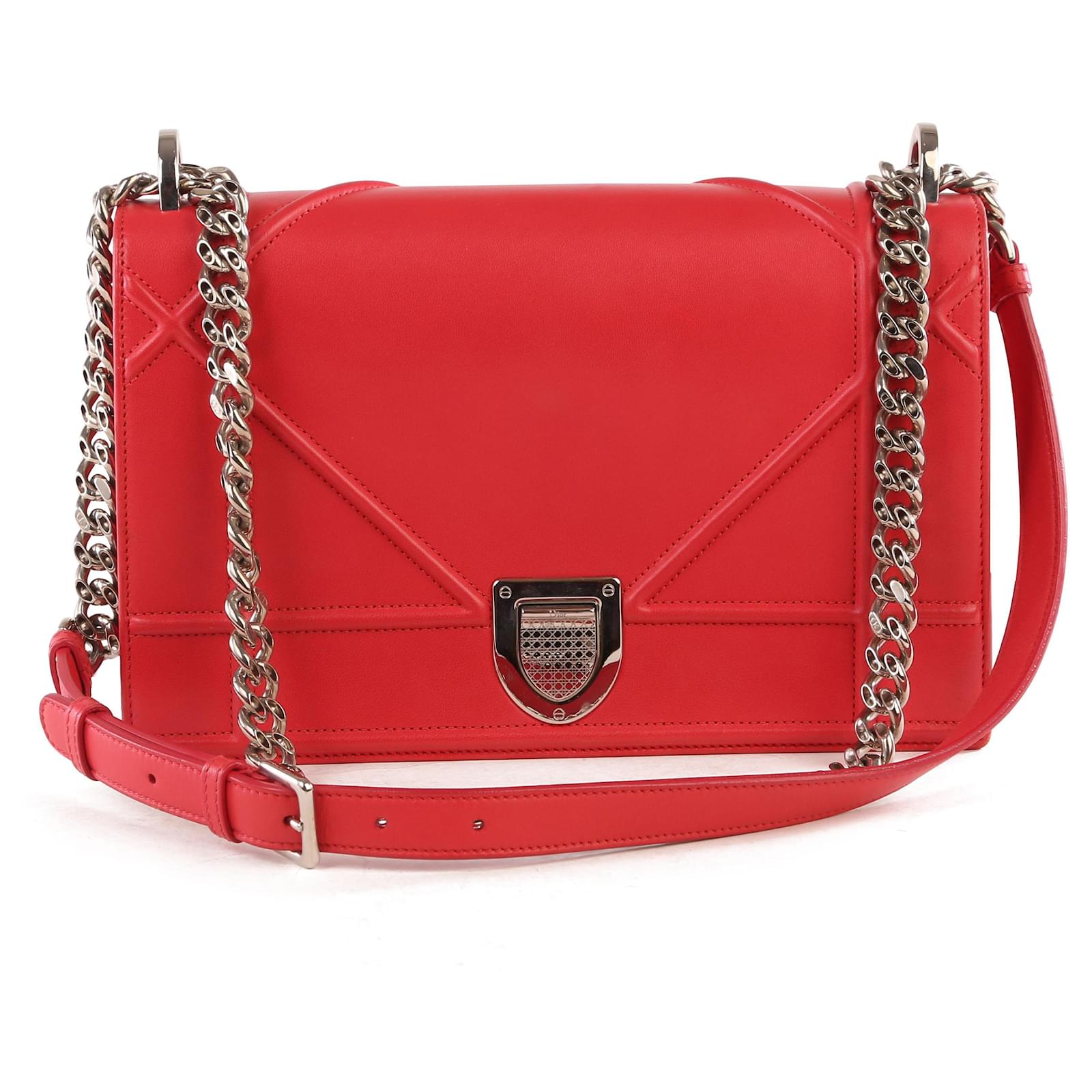 Christian Dior Raspberry Lambskin Leather Soft Diorama Bag Pink ref ...