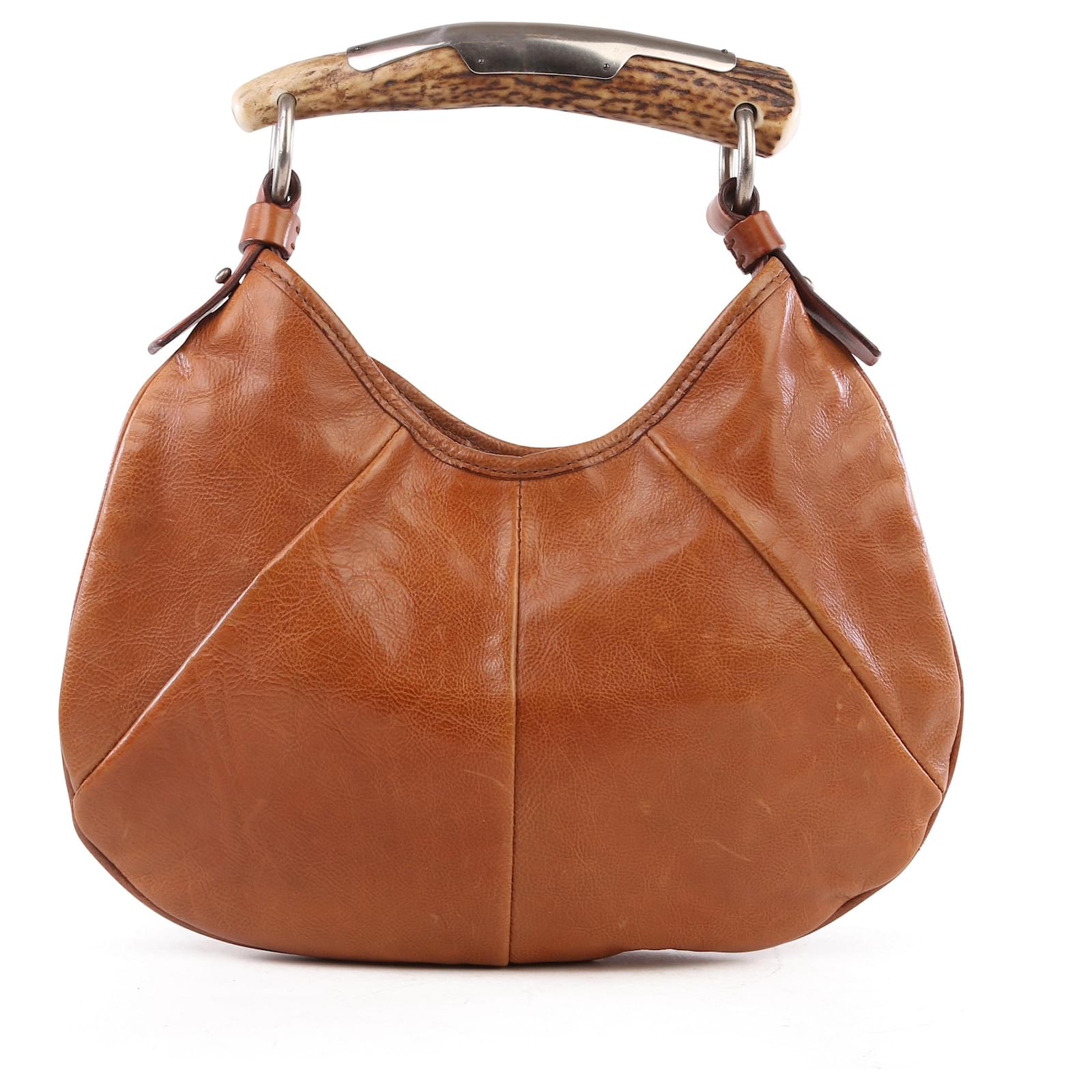 Yves Saint Laurent Brown Leather Mini Mombasa Horn Bag - Yoogi's Closet