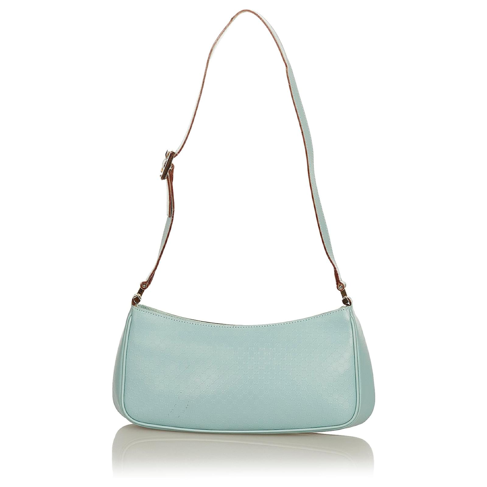 Gucci Blue Microguccissima Leather Shoulder Bag Light blue Pony