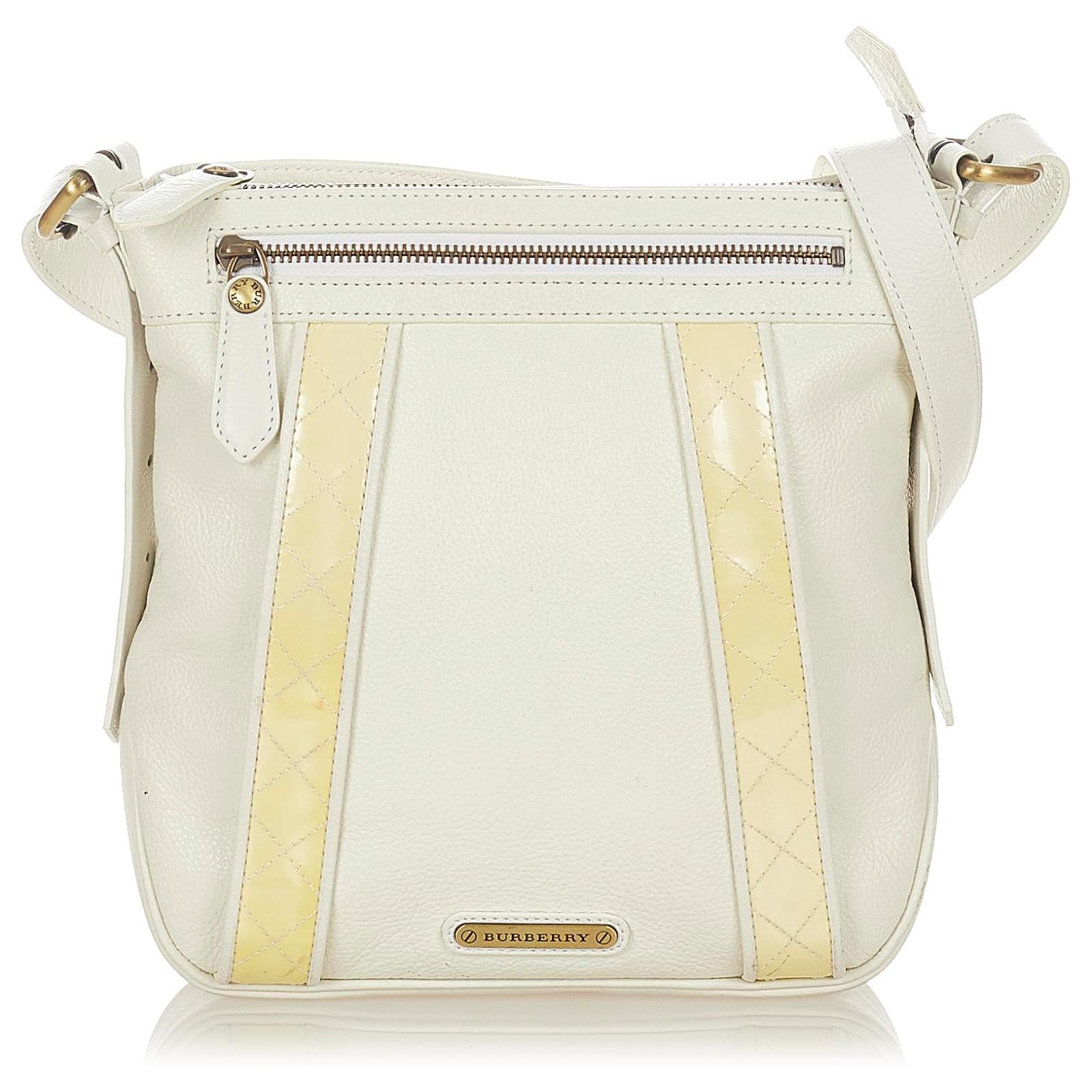 Cross body bags Burberry - White Leather Mini Shoulder Bag with Monogram -  8070483