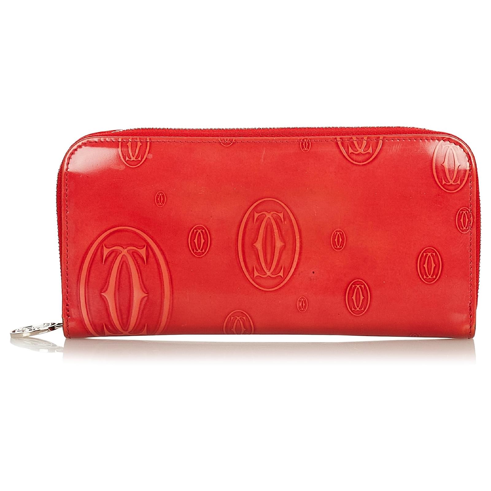 Cartier Red Patent Leather Happy Birthday French Wallet