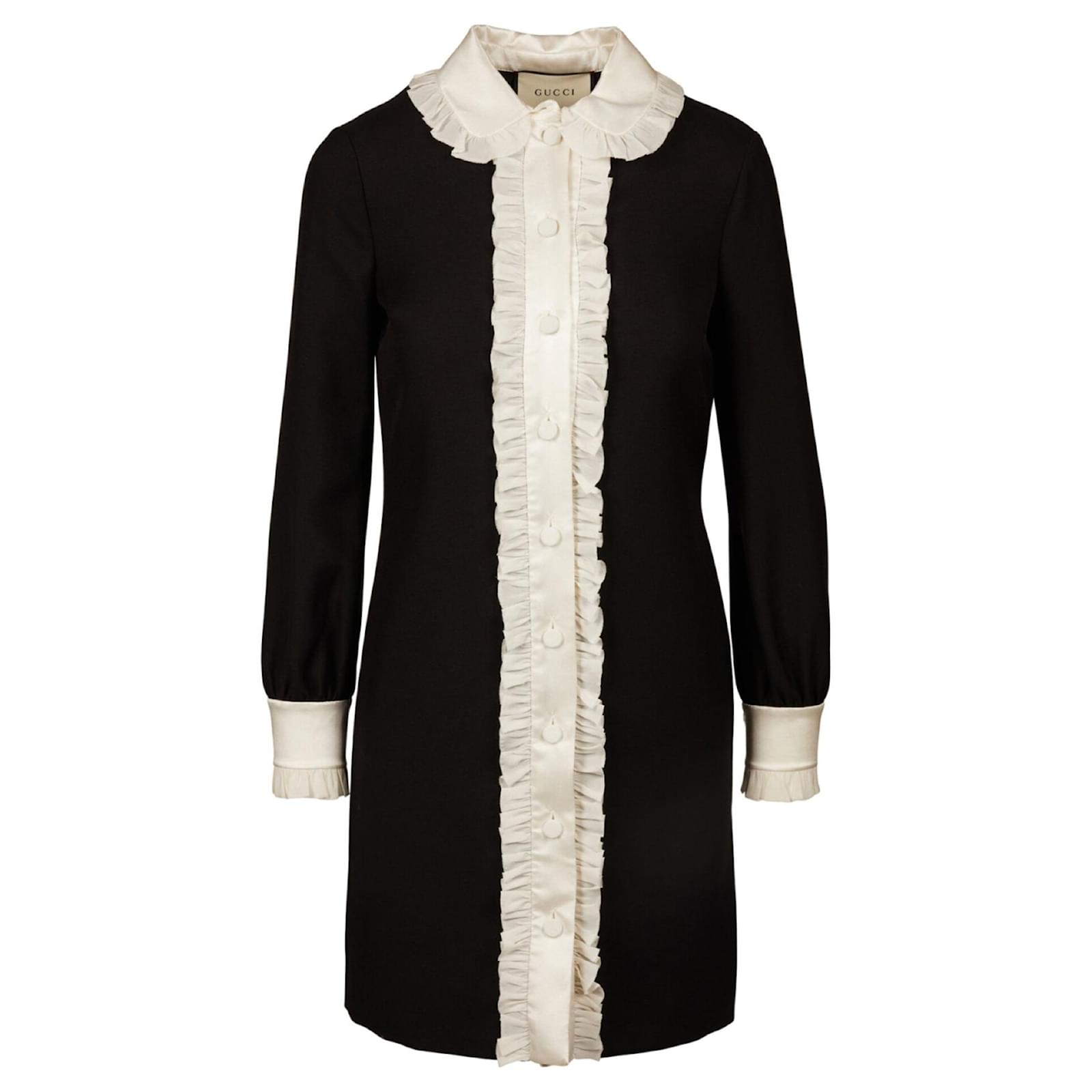 Gucci Black Dress with White Frill-Trim (Sold) - Joli Closet