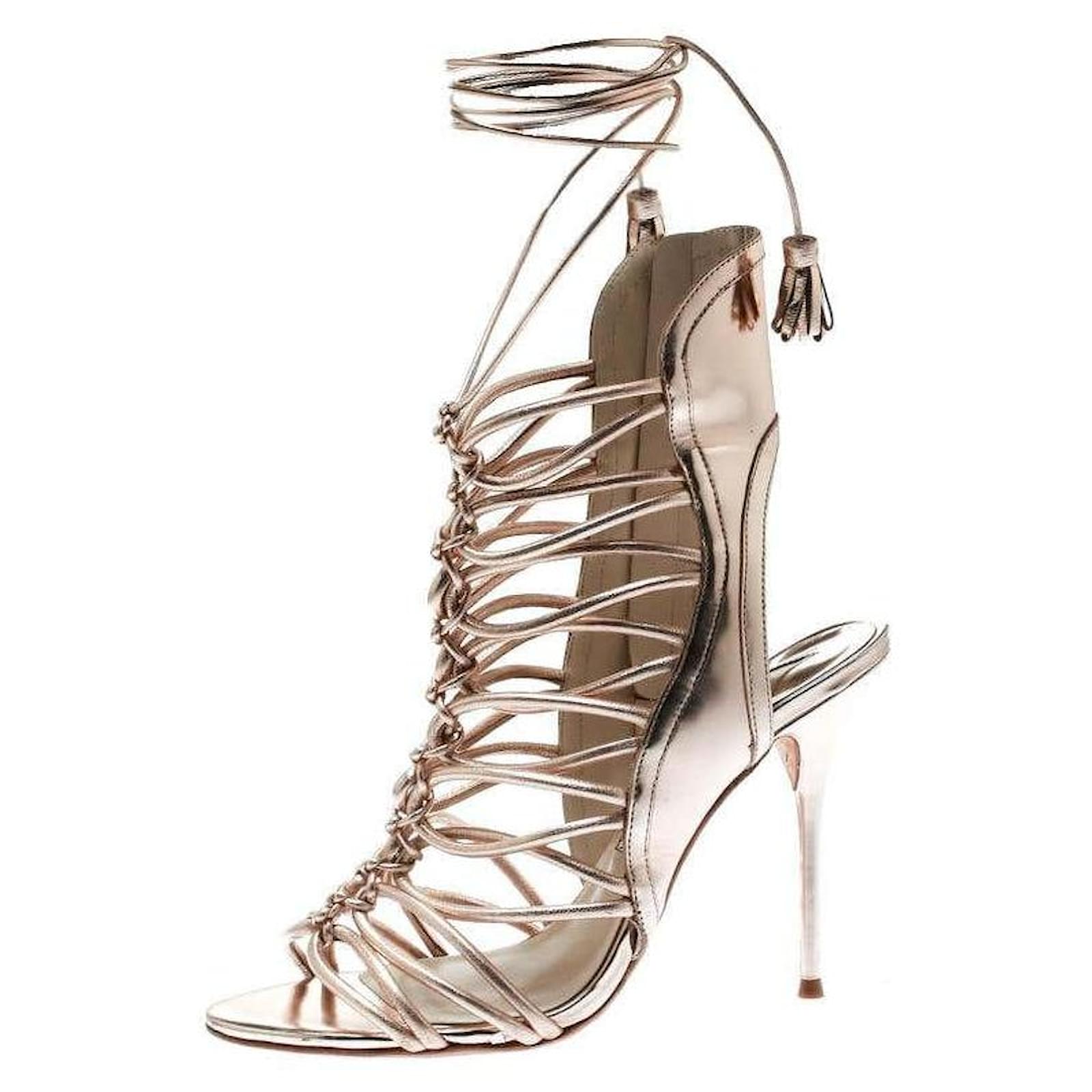 rose gold patent lace up heels