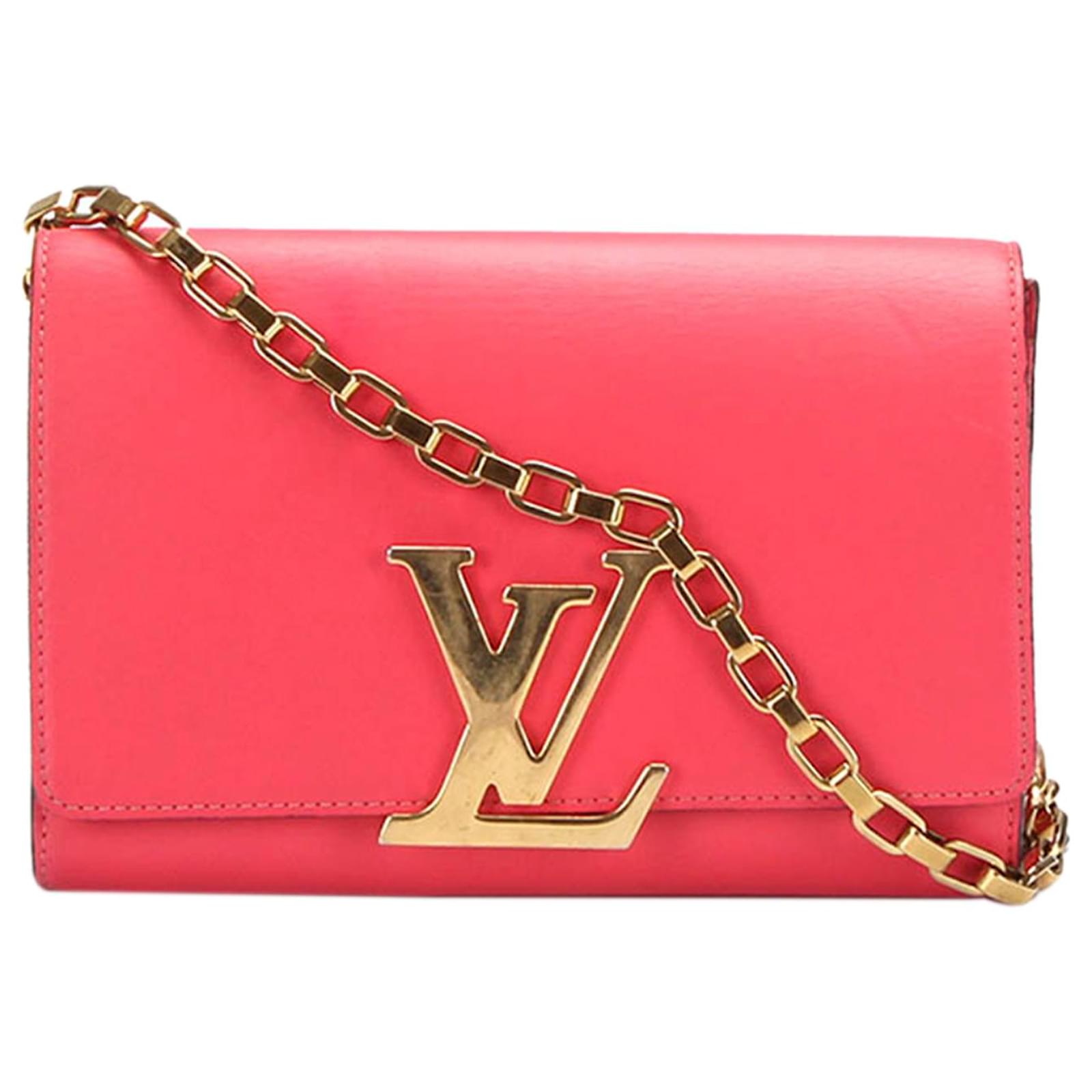 Louis Vuitton Red Chain Louise GM Golden Leather Metal Pony-style
