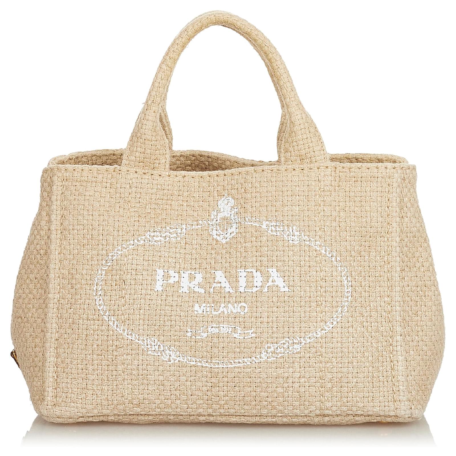 Prada - Beige Linen Logo Tote
