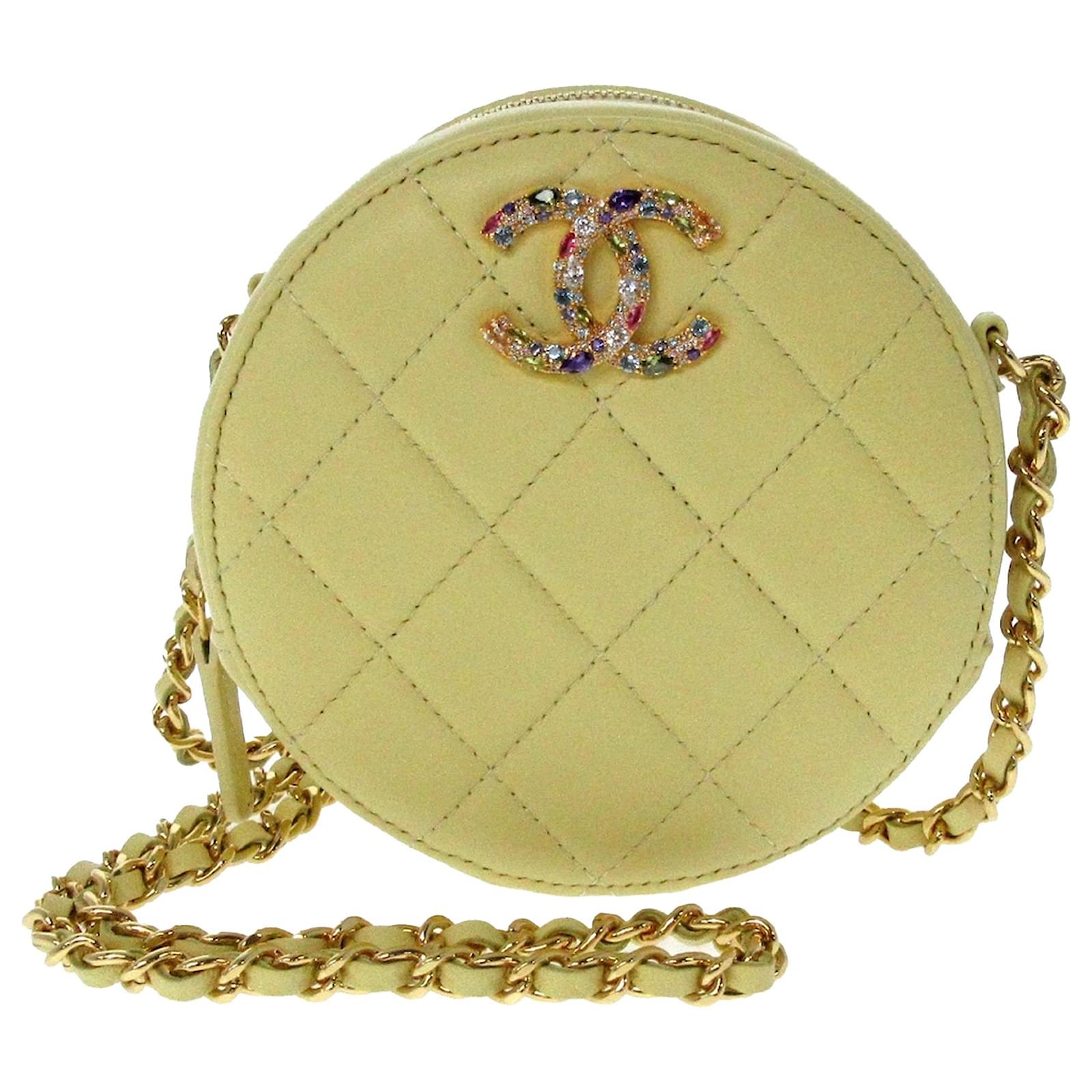 Chanel Yellow Round As Earth Caviar Crossbody Bag Leather ref