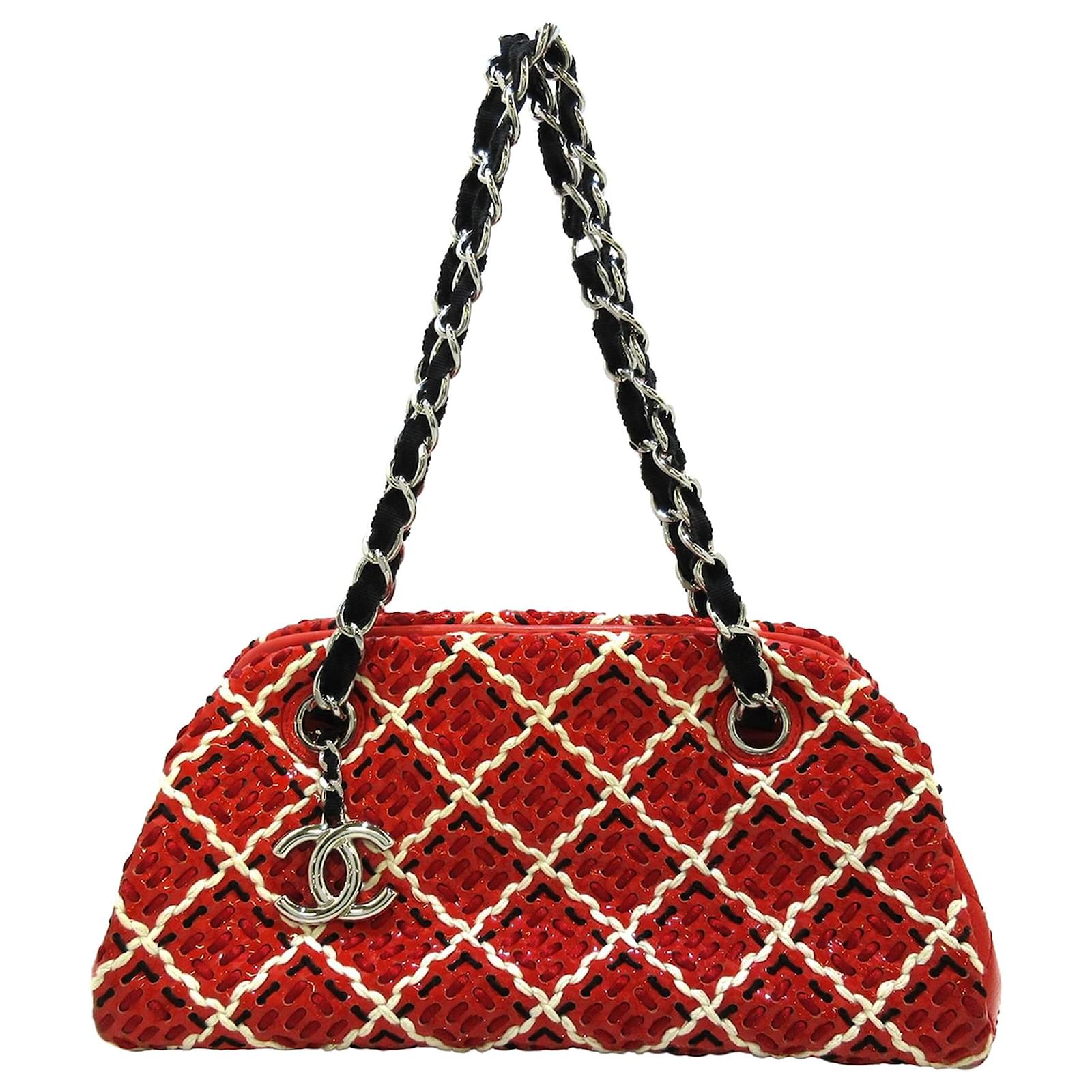Chanel Red Timeless Just Mademoiselle Leather Bowling Bag Multiple colors  Patent leather Tweed Cloth ref.417314 - Joli Closet