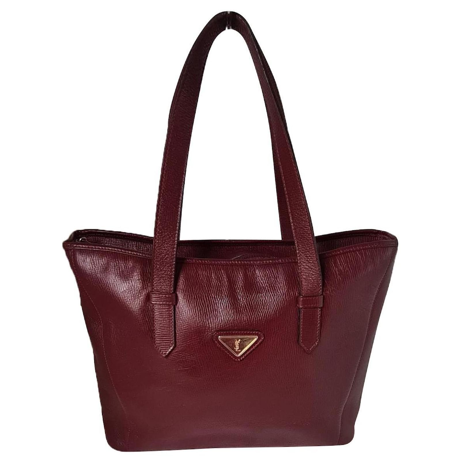 Yves Saint Laurent Bolsos de mano Burdeos Cuero ref.417422 - Joli Closet