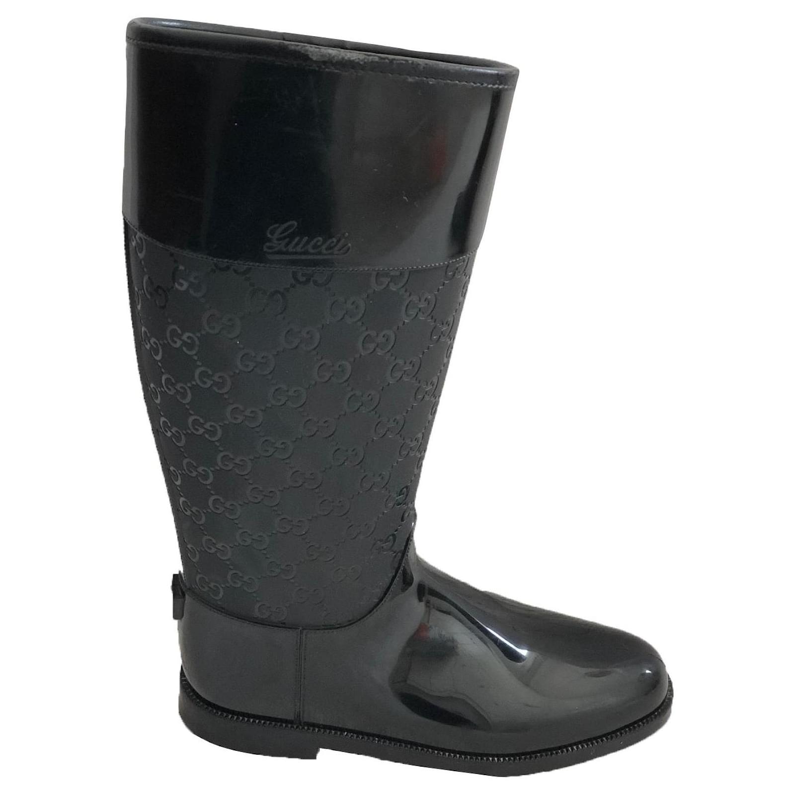 Withered Låne Vittig Gucci Rain boots Black Rubber ref.417492 - Joli Closet