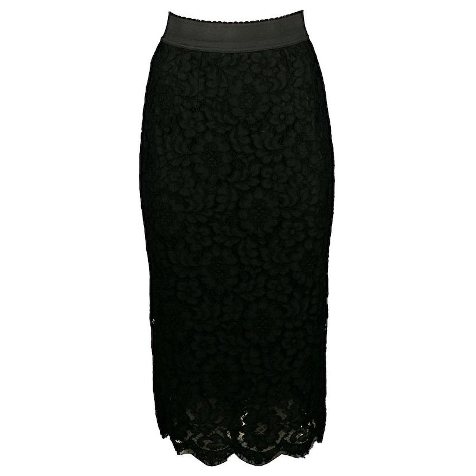 dolce and gabbana black lace skirt