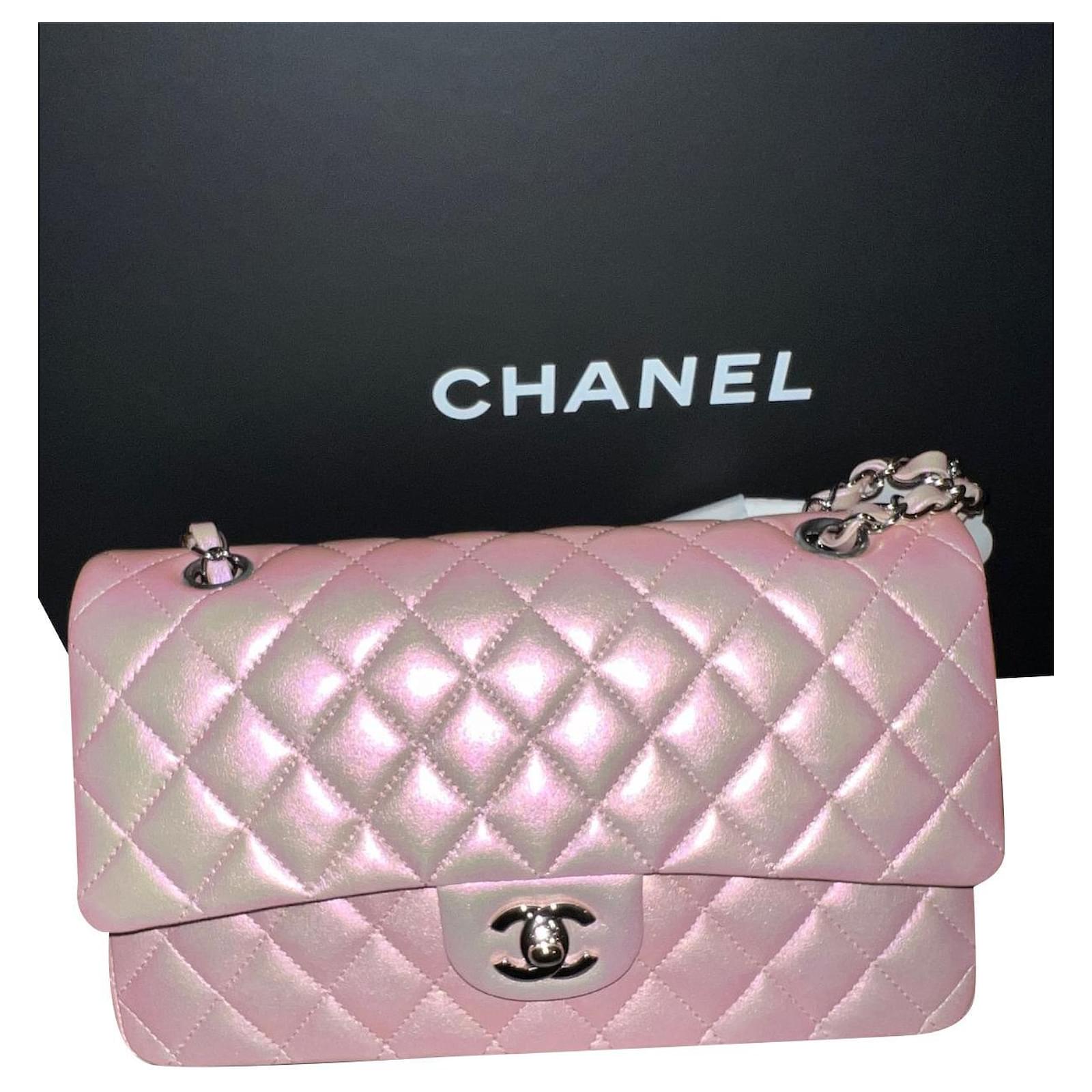 2.55 Sac Chanel Piel de ternera irisada y plateado Rosa Cuero ref.418601 - Joli Closet