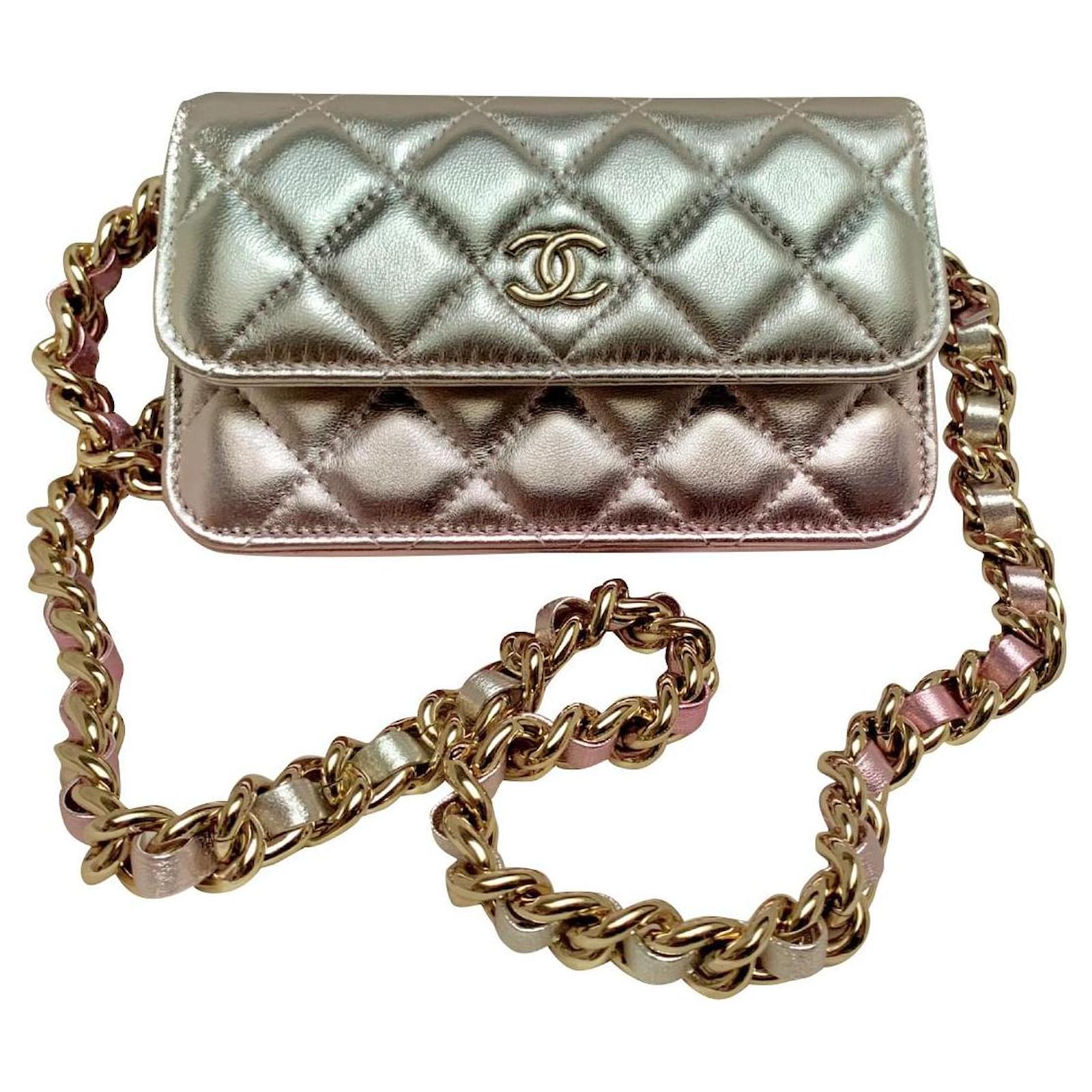 chanel vintage wallet on chain pink