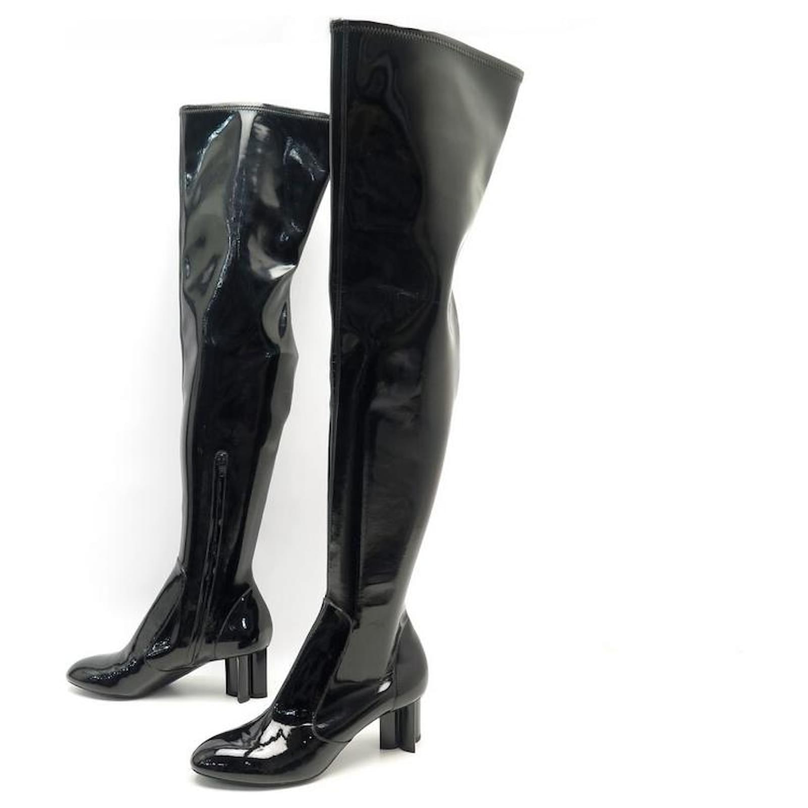 NEW LOUIS VUITTON BOOTS SHOES SILHOUETTE BLACK PATENT LEATHER SHOES  ref.418658 - Joli Closet