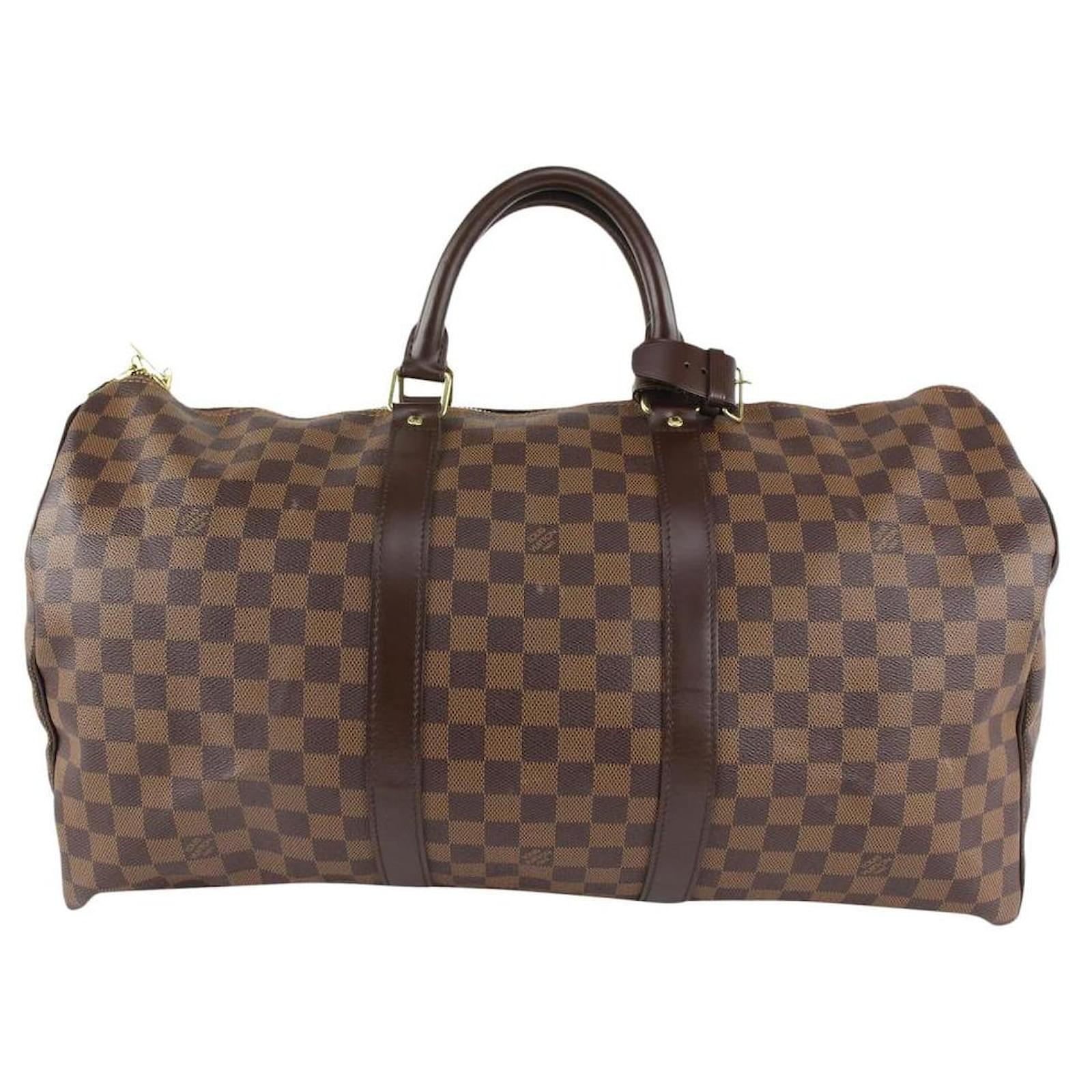Louis Vuitton Damier Ebene Keepall 50 duffle bag Leather ref.571964 - Joli  Closet