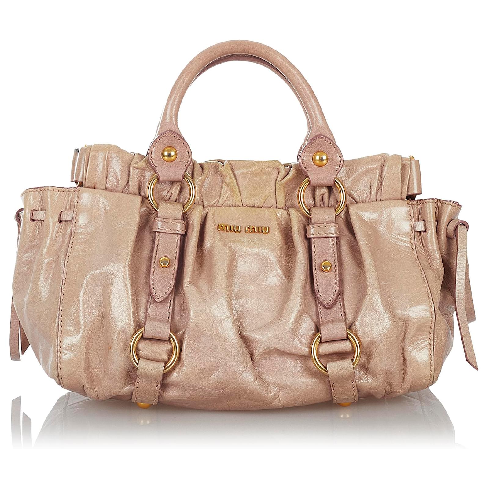 Miu Miu Pink Vitello Shine Satchel Leather Pony-style calfskin ref