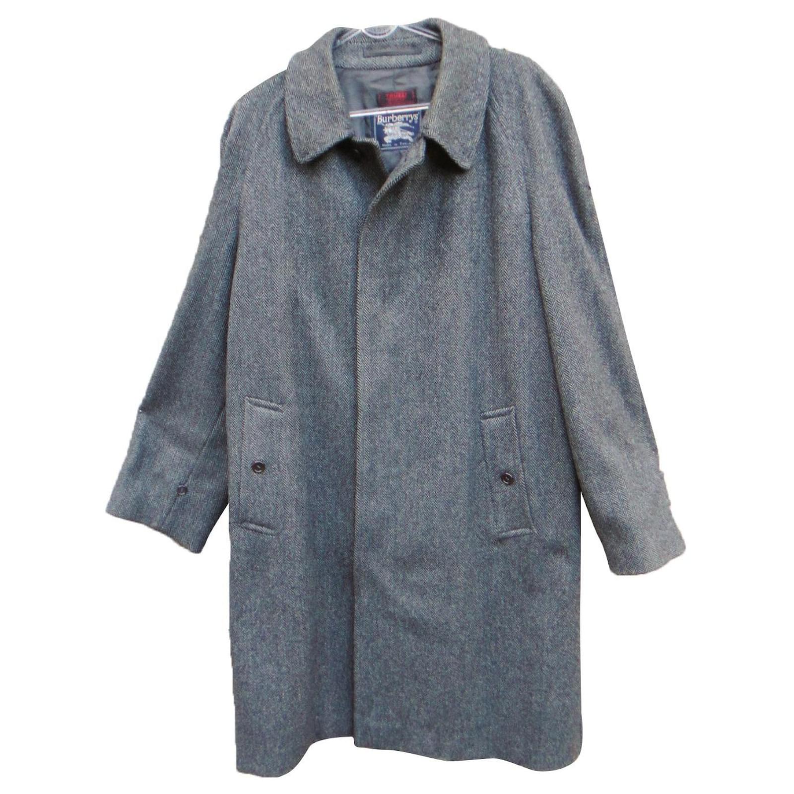 Burberry vintage men's tweed coat size 50 Grey ref.420752 - Joli 