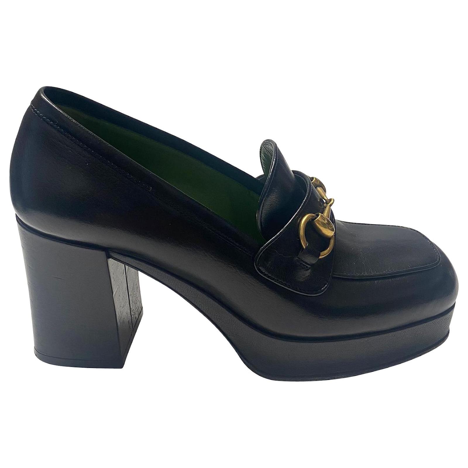 Gucci Houdan 15 Horsebit Platform Loafers in Black Leather ref.420759 ...