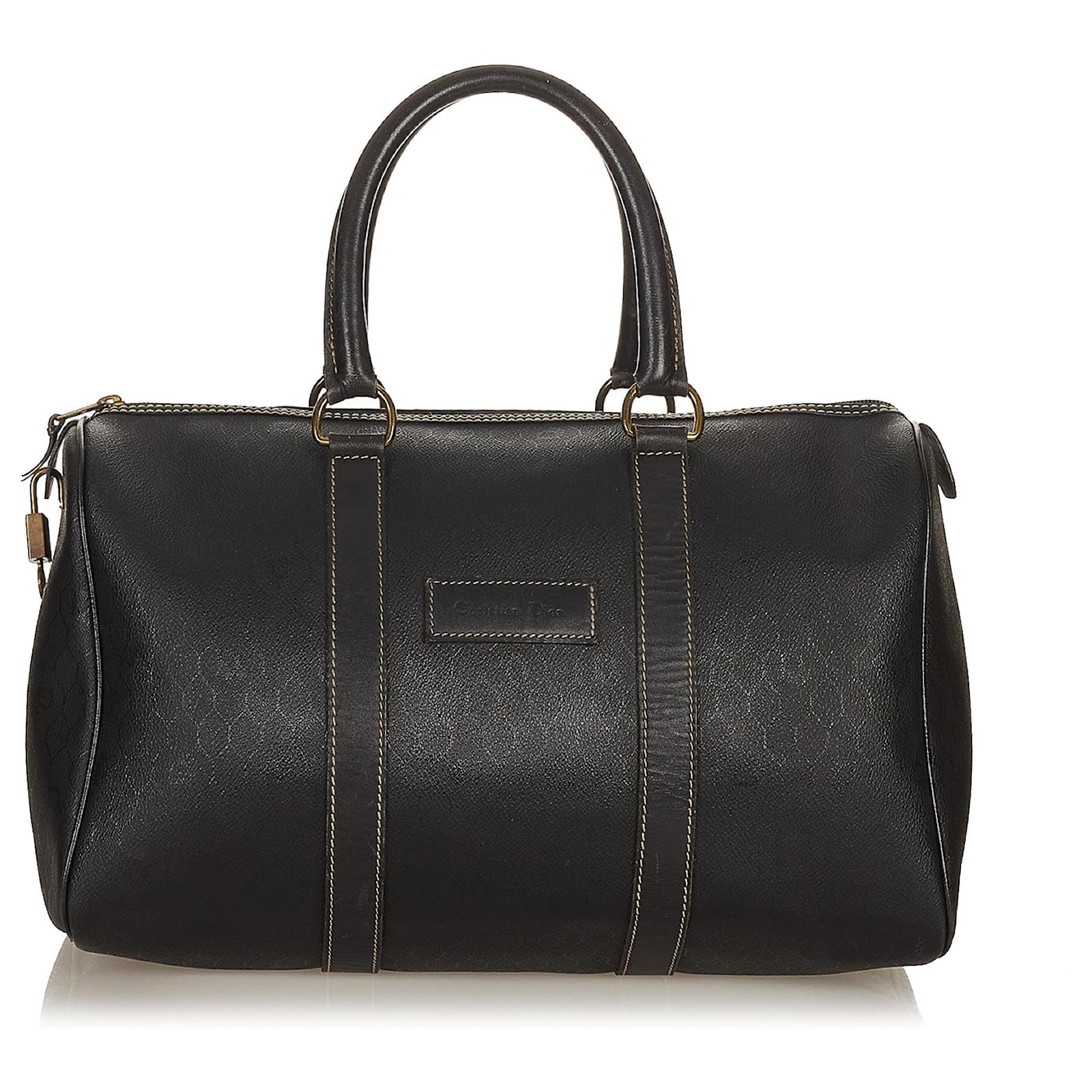Dior Black Leather Boston Bag Pony-style calfskin ref.420944 - Joli Closet