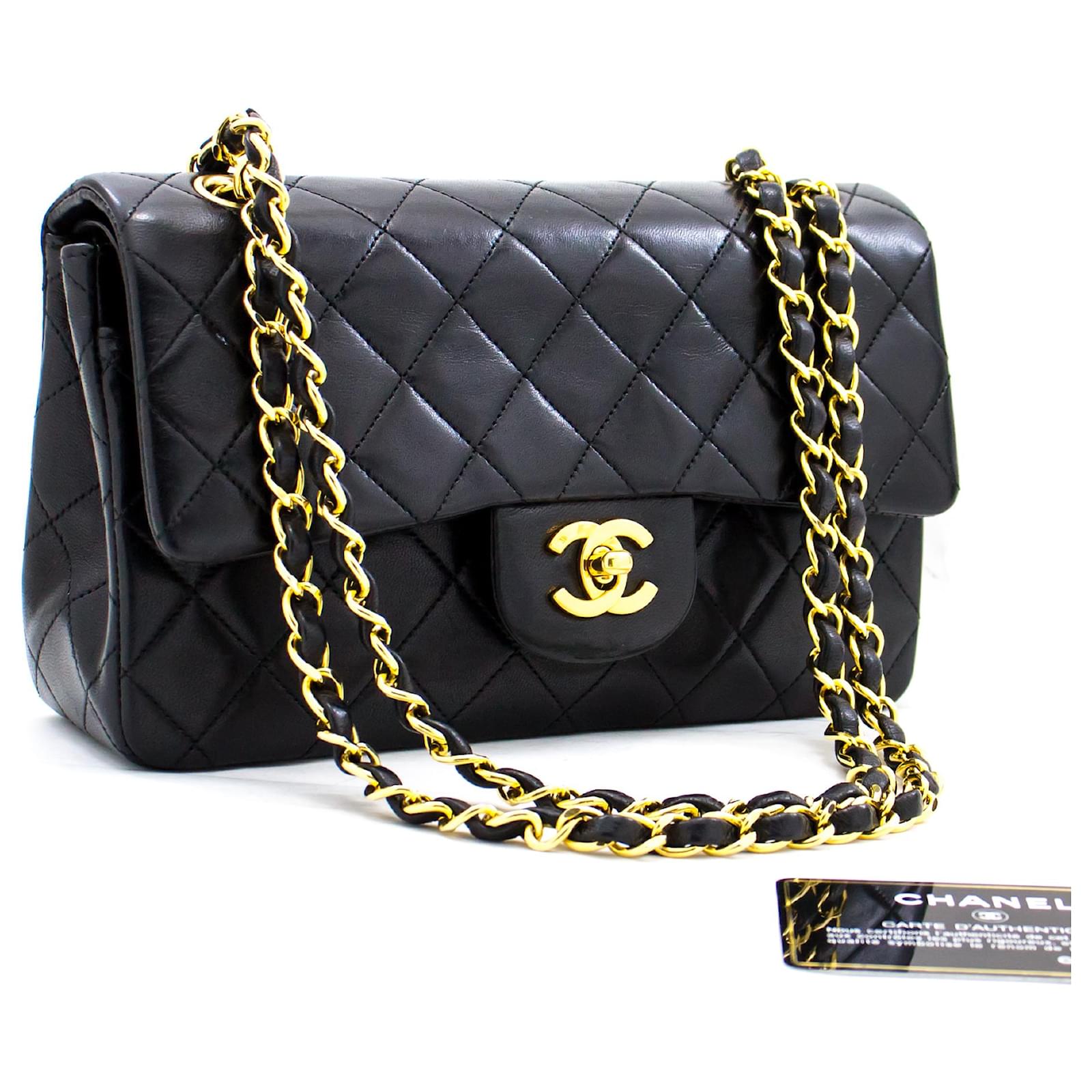 Chanel 2.55 lined flap 9 Chain Shoulder Bag Black Lambskin Purse Leather  ref.421315 - Joli Closet