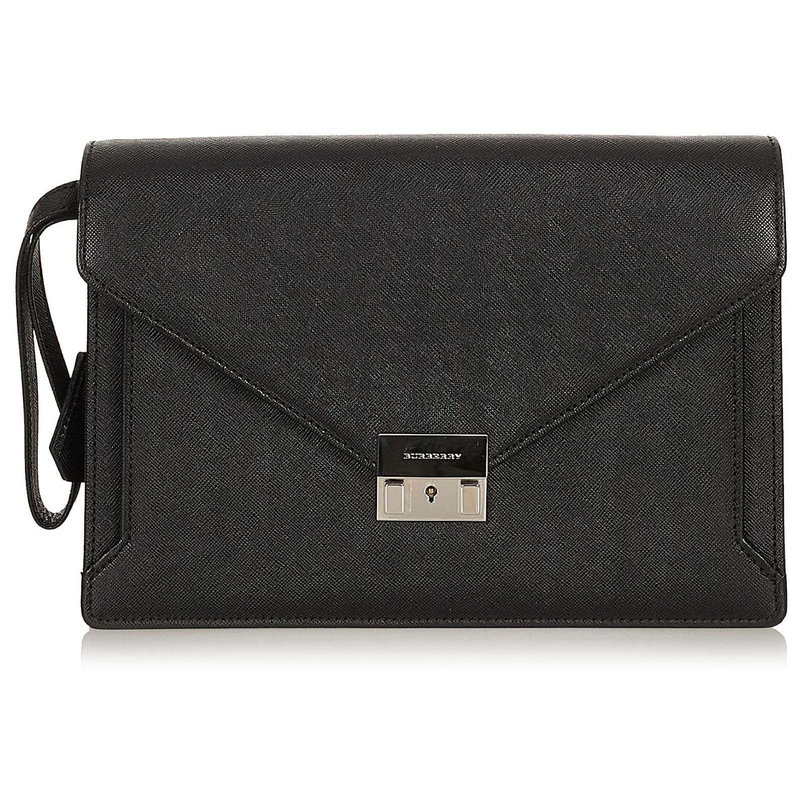 burberry black leather clutch