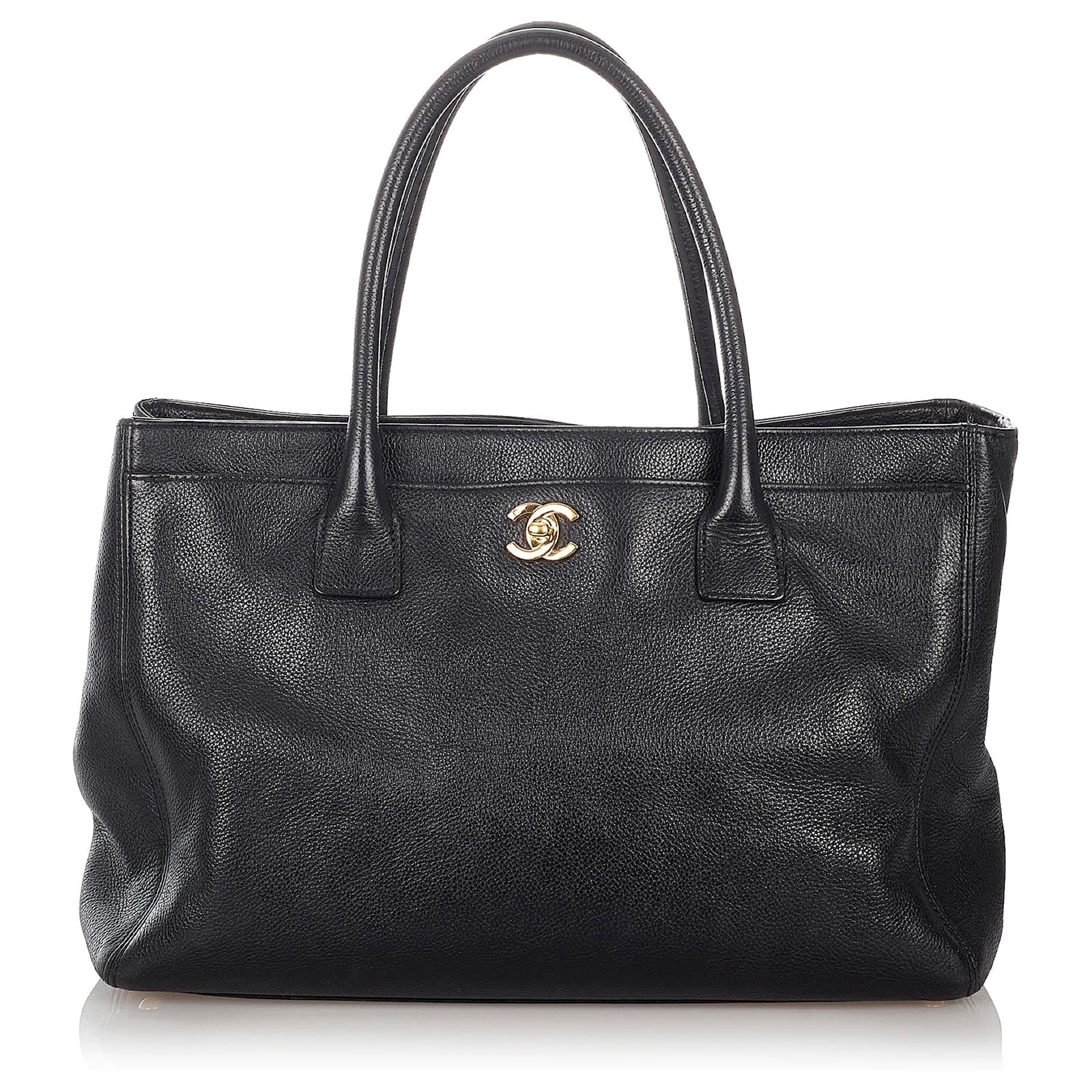 Chanel Black Executive Cerf Leather Tote Bag Pony-style calfskin ref ...