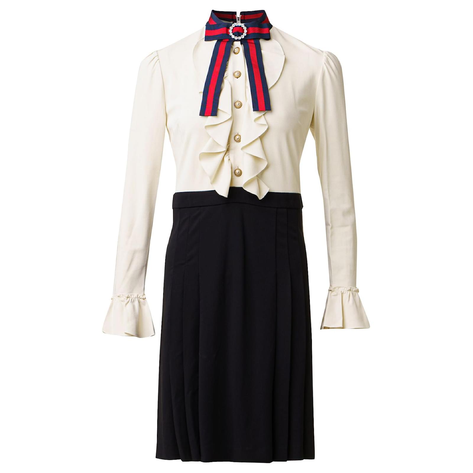 Gucci Robe bicolore ?� volants en gros-grain avec n??ud Viscose ref.421816 - Joli Closet