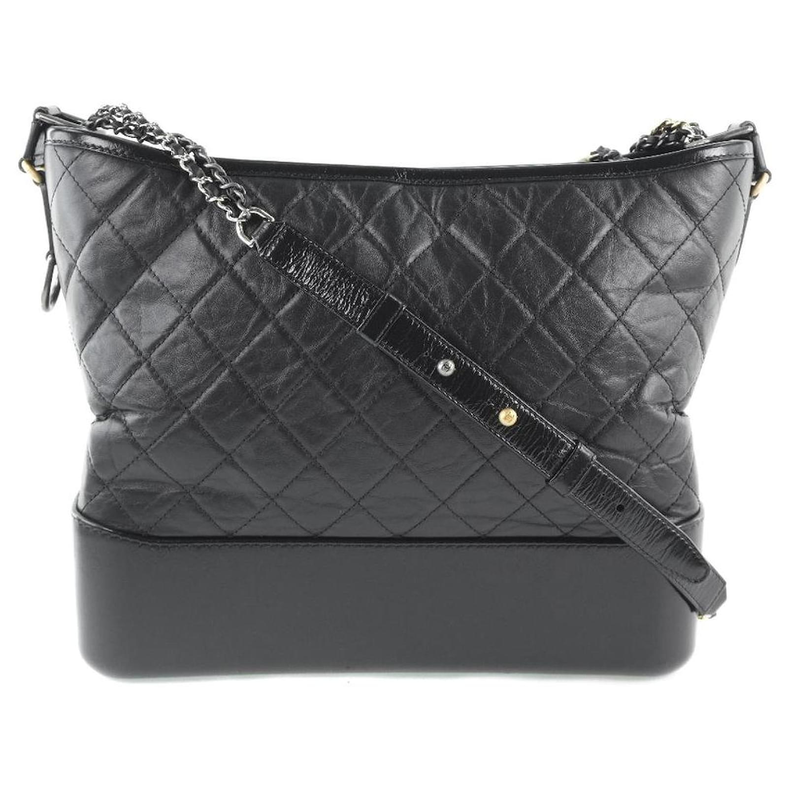 Chanel Leather Gabrielle Shoulder Bag Black Pony-style calfskin