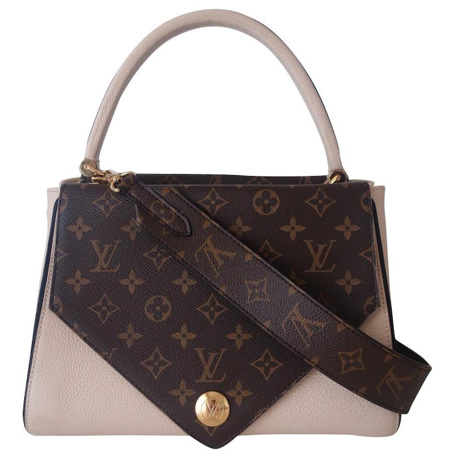 Louis Vuitton Vuitton lined V bag Brown Beige Leather Cloth ref.422064 -  Joli Closet