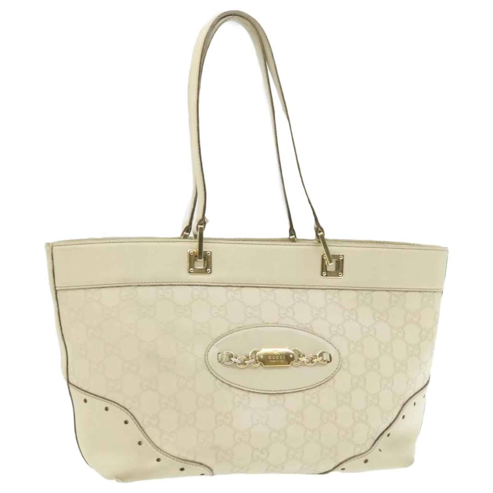GUCCI Borsa Guccissima Tote in Pelle Bianca GG Auth gt692 Bianco ref.422166  - Joli Closet