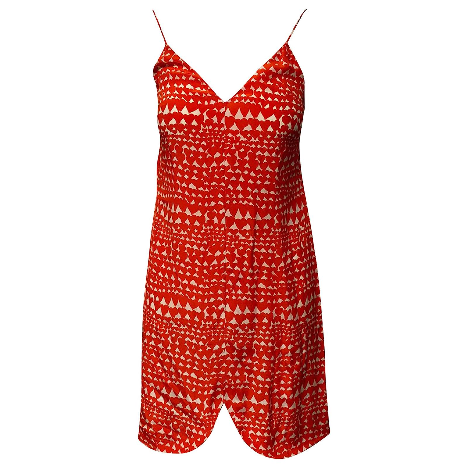 Stella Mc Cartney Stella Mccartney Heart Print Slip Dress in Red