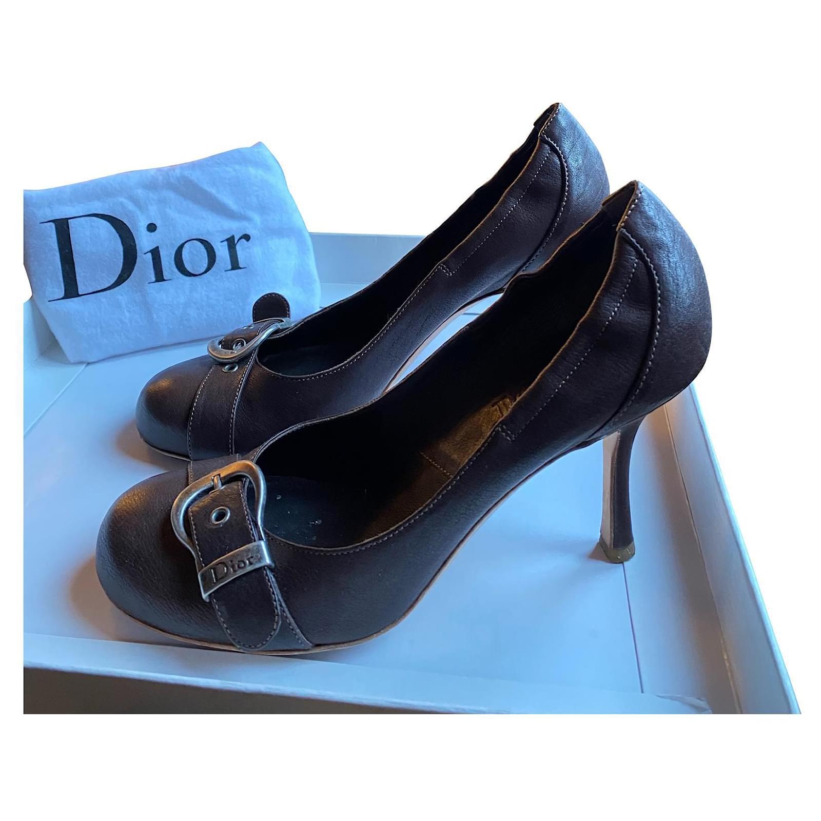 Christian Dior Talons Cuir Marron fonc ref.422662 Joli Closet