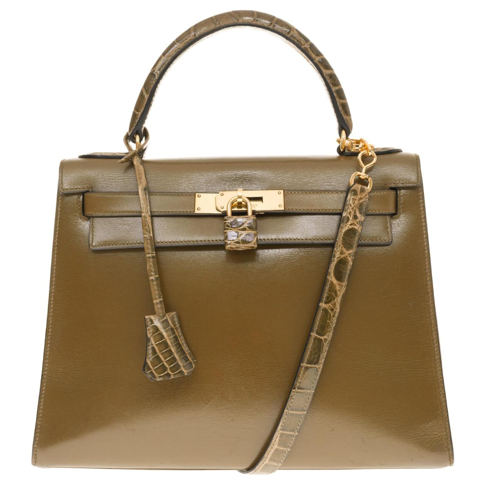 Exceptionnel Rare Sac Hermès Kelly 28 sellier en cuir box vert