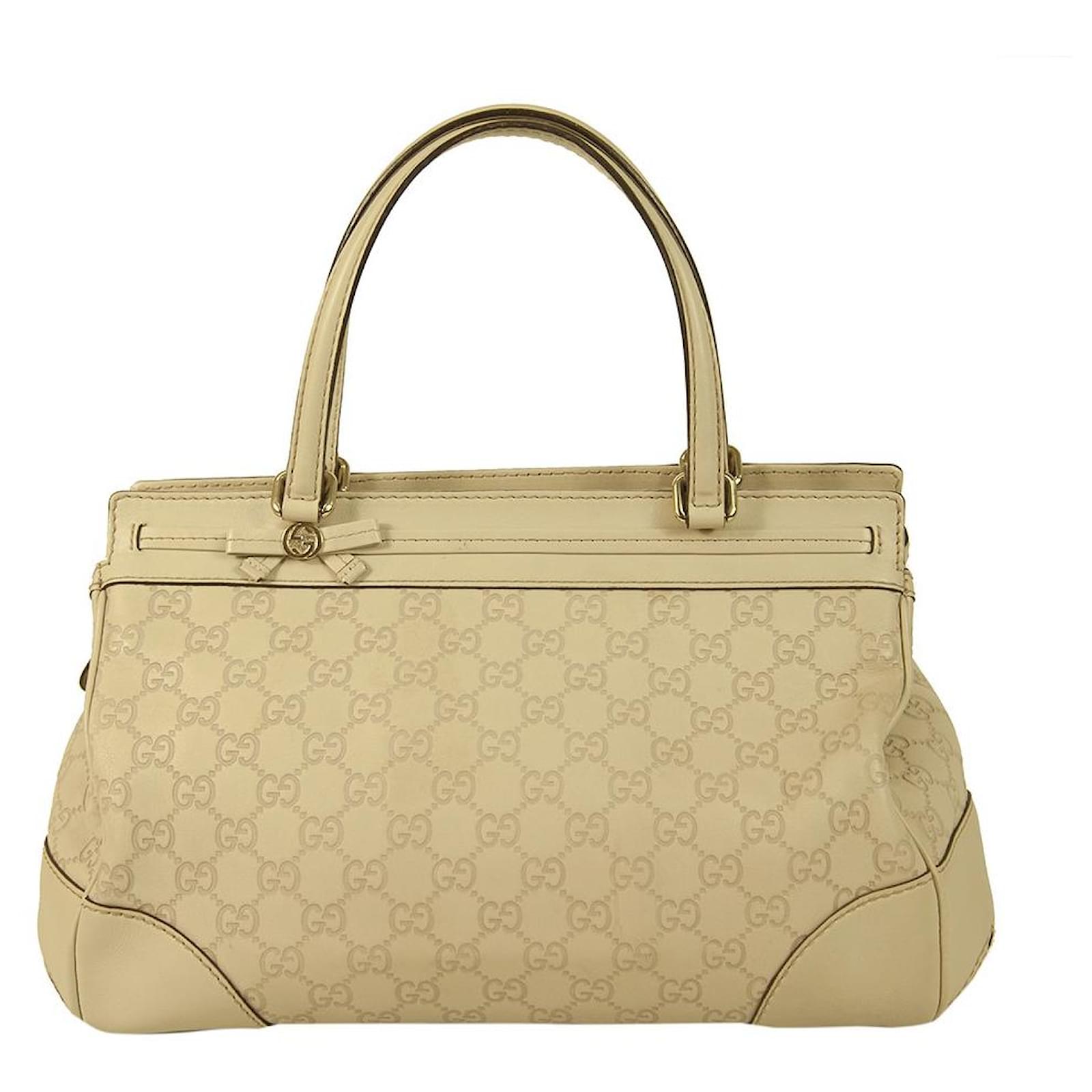 Gucci GG Guccissima Monogram Embossed Cream Leather Tote Shopping Shoulder  Bag  - Joli Closet