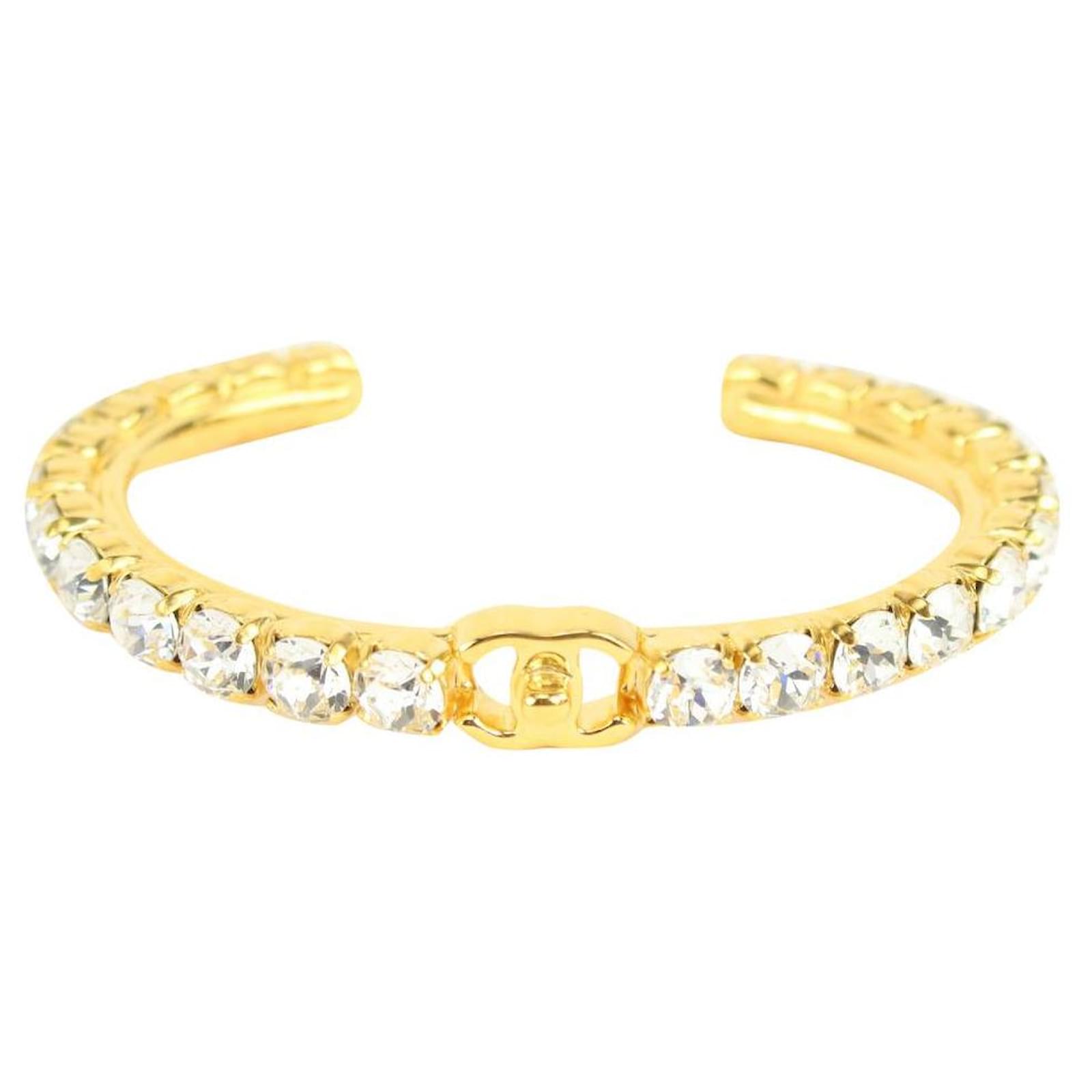 Chanel Crystal CC Gold Cuff Bracelet