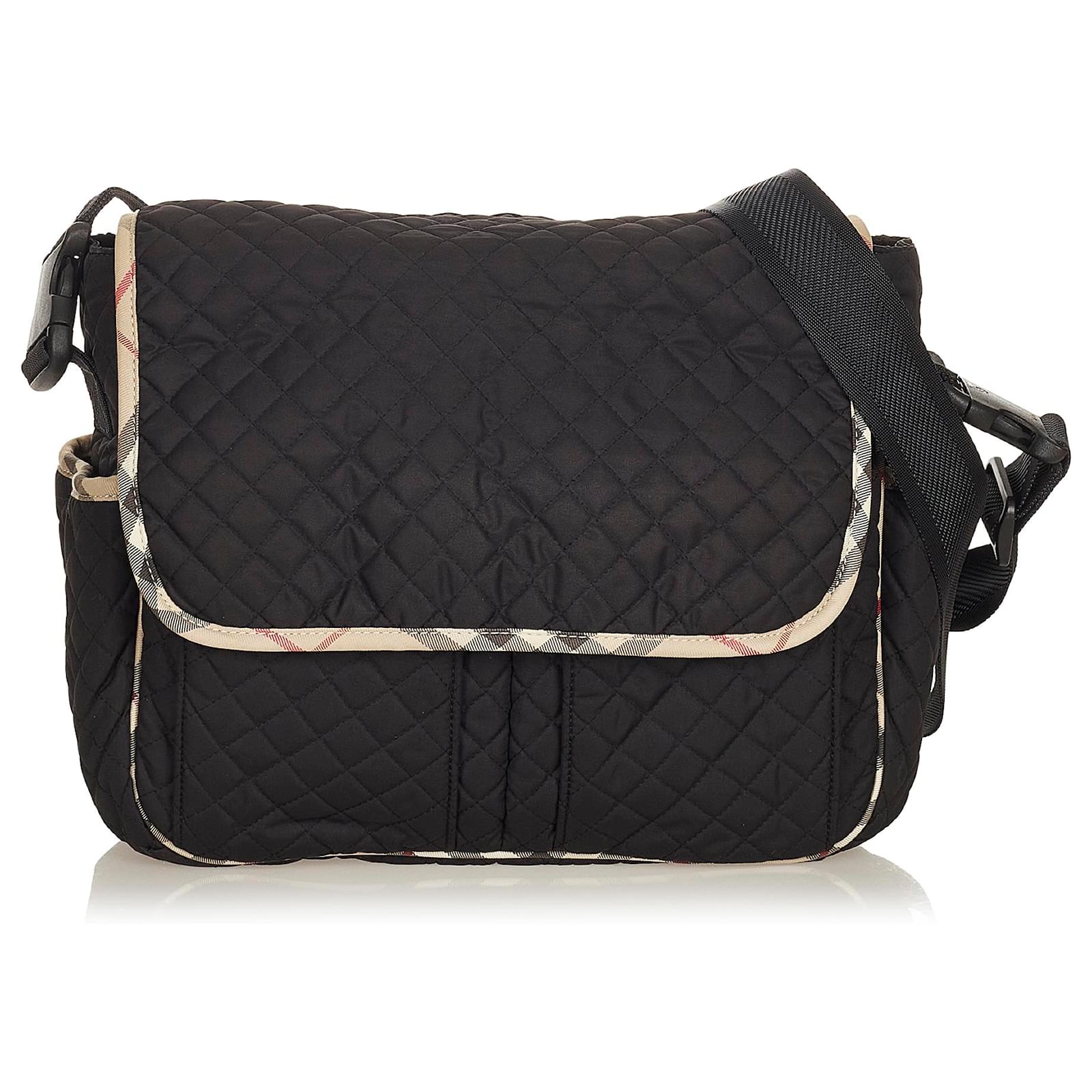 Black Quilted Nylon Crossbody Bag