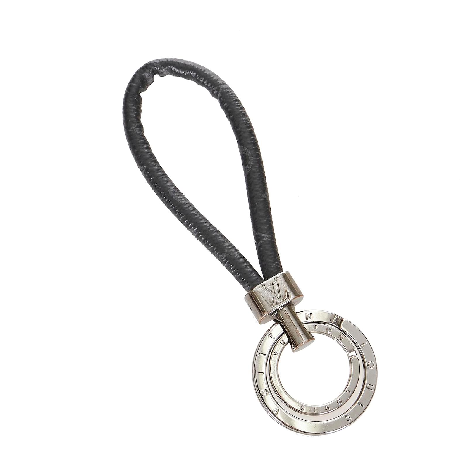 Louis Vuitton Black Monogram Eclipse Halo Key Ring Silvery Cloth Metal  ref.424644 - Joli Closet