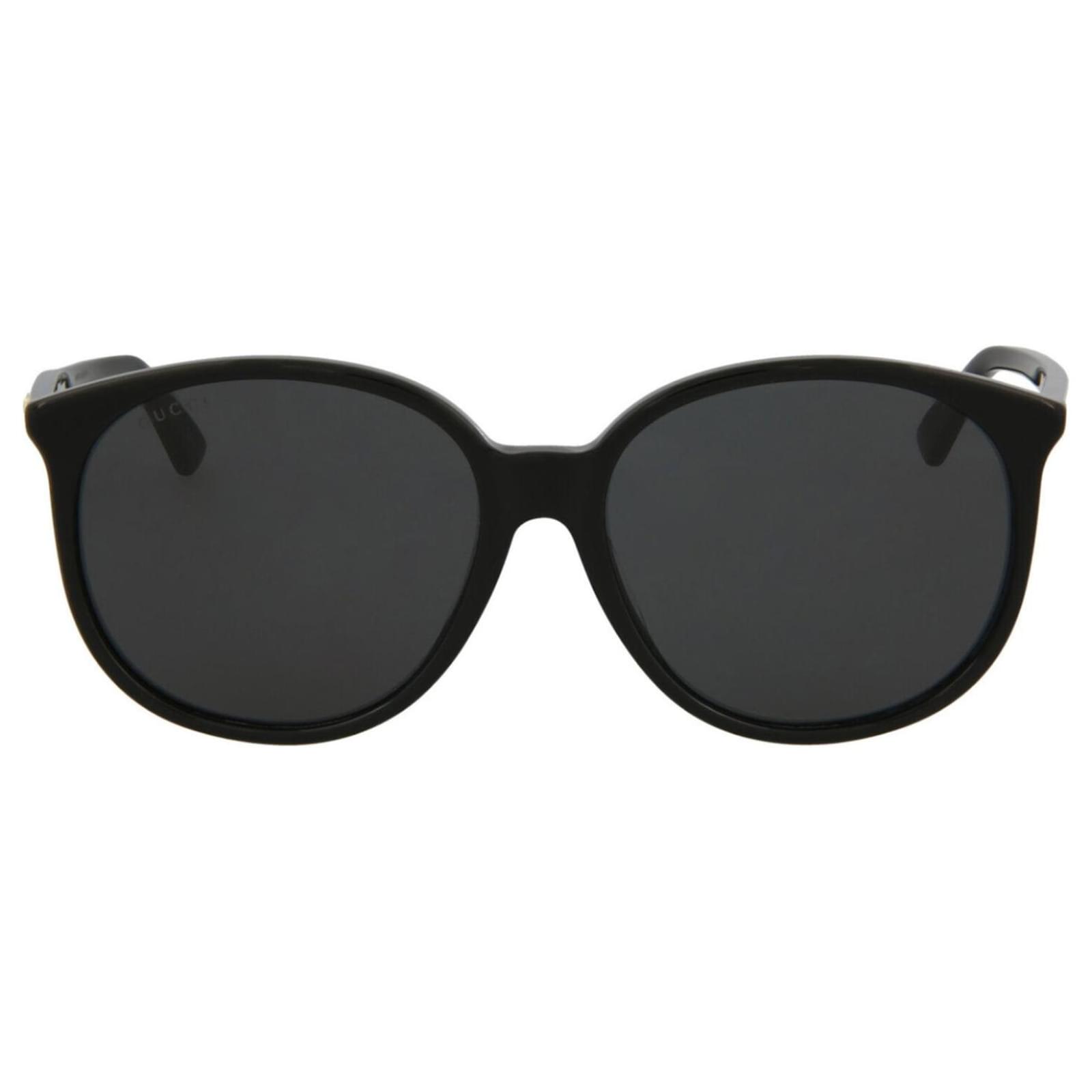 Round-Frame Acetate Sunglasses Black Cellulose - Joli Closet