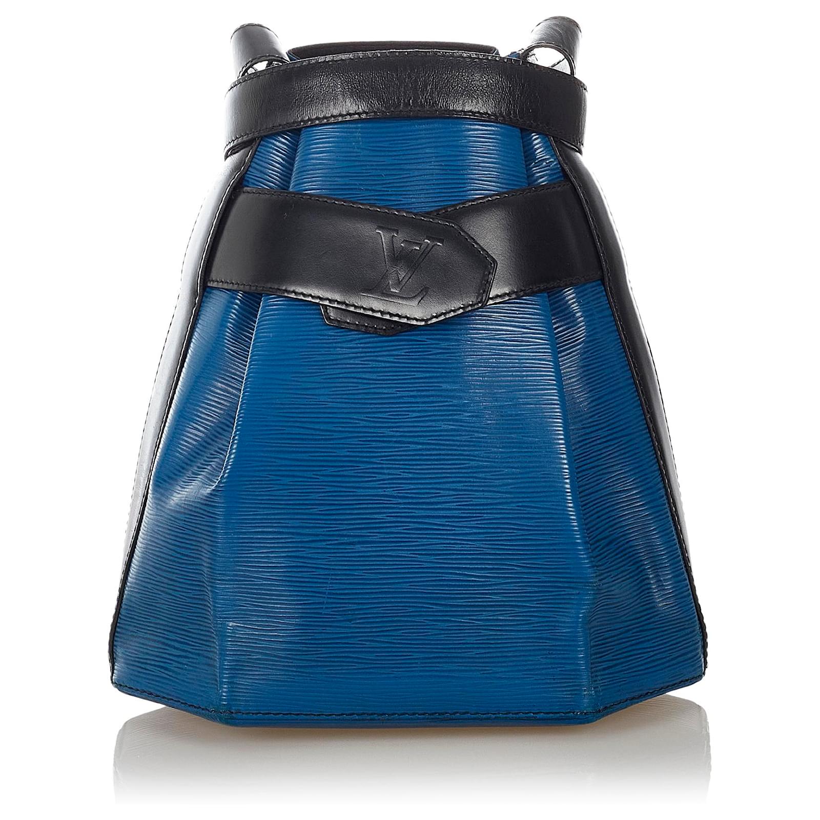 Louis Vuitton Blue Epi Sac dEpaule Bicolor Black Leather ref