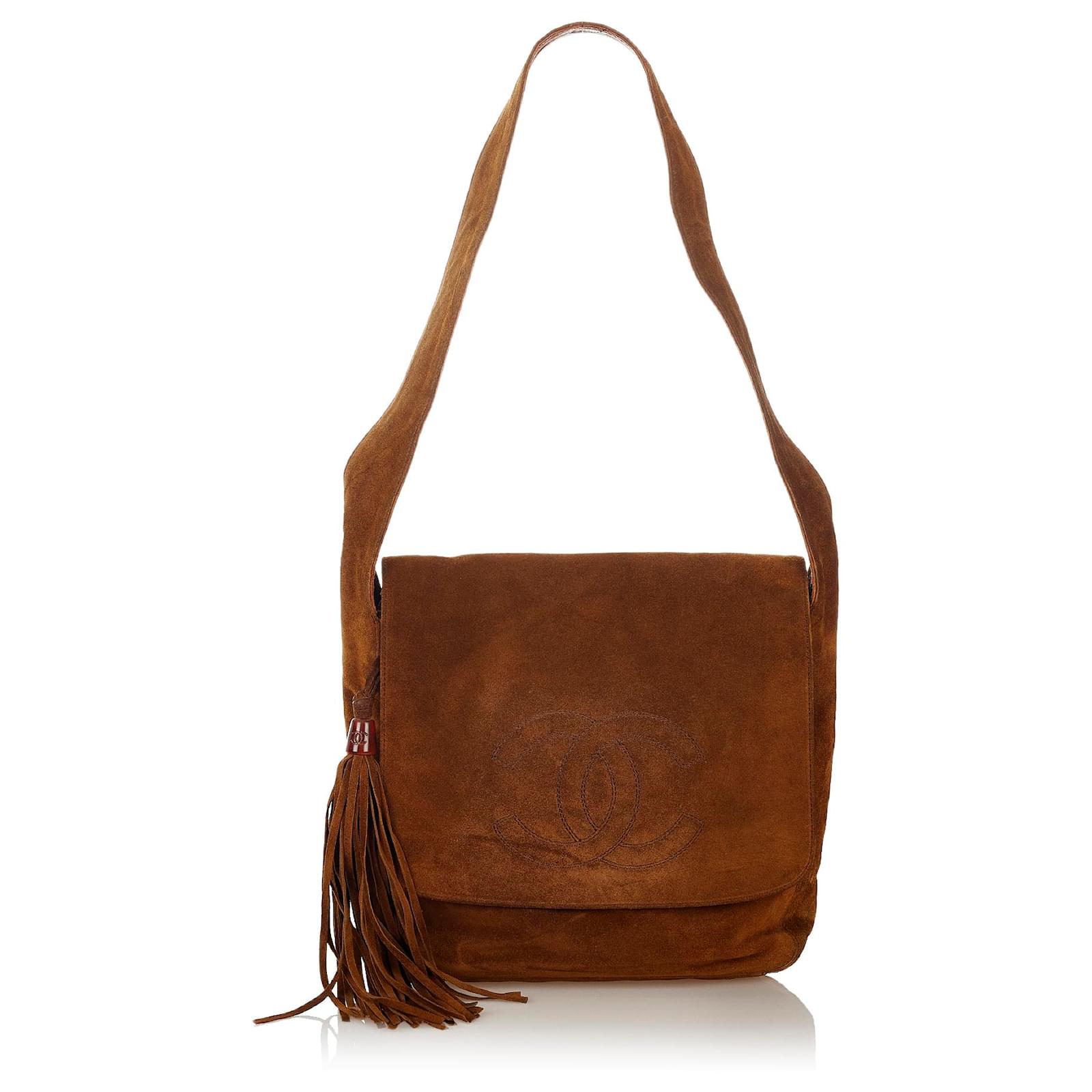 Chanel Brown CC Suede Shoulder Bag Leather ref.425410 - Joli Closet