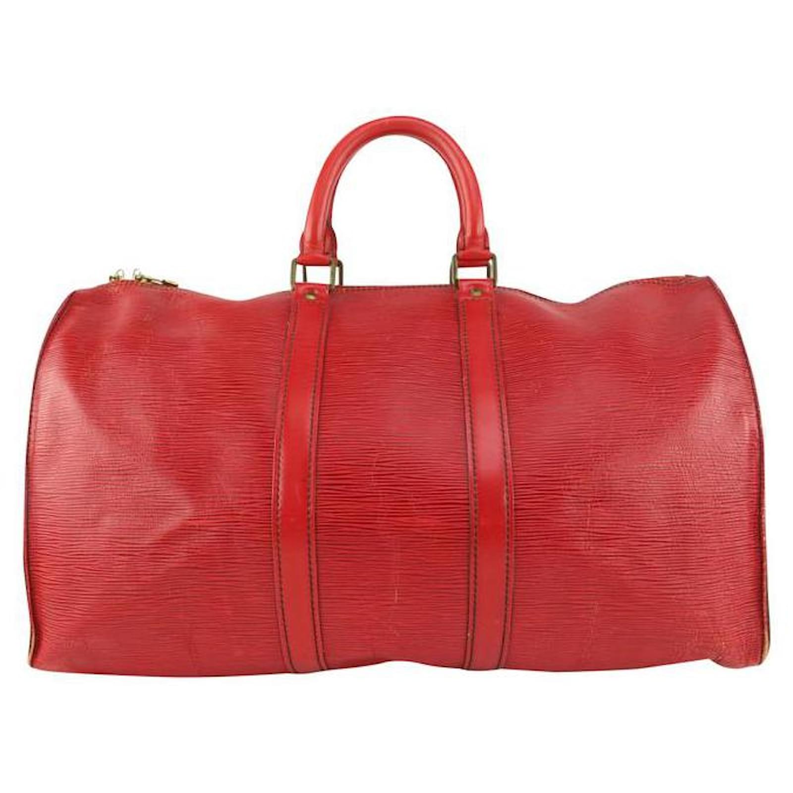 Louis Vuitton Keepall Boston Duffle 45 Red Leather for sale online