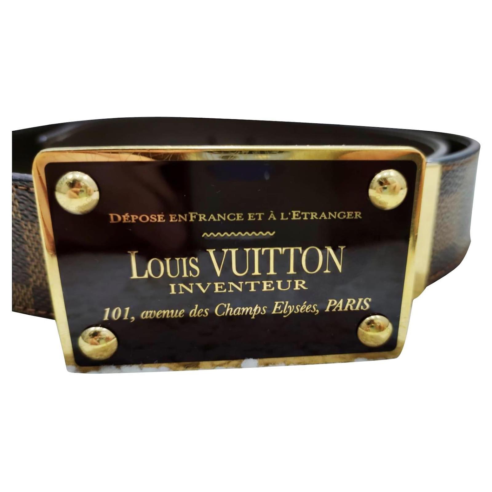 LOUIS VUITTON BLACK DAMIER EMBOSSED INVENTEUR LEATHER BELT – Goldandbags